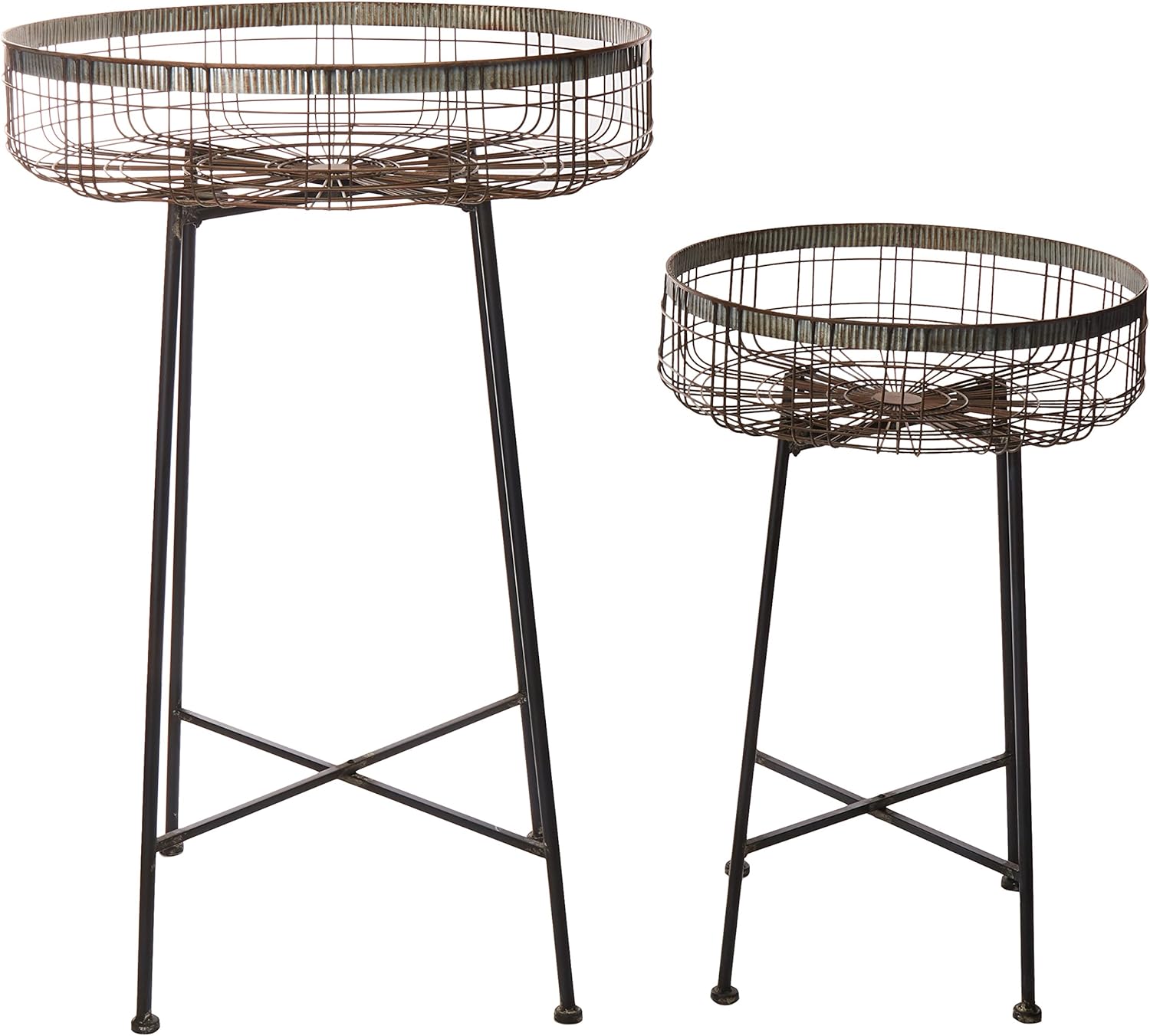 IMAX 653402 Pitzer Round Wire Plant Stands (Set of 2