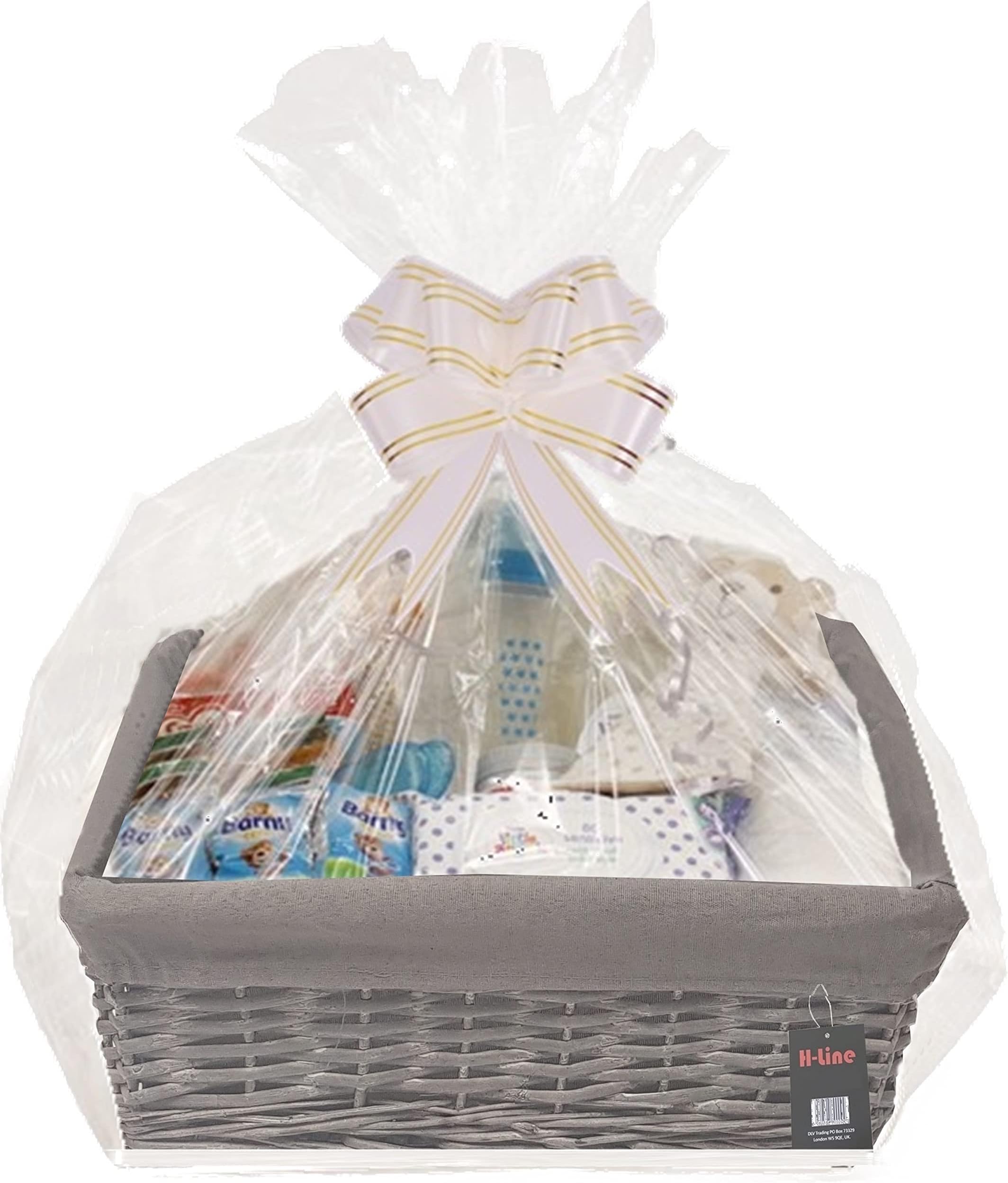 Hline Make Your Own Gift Hamper Kit Wicker Storage Basket Cellophane