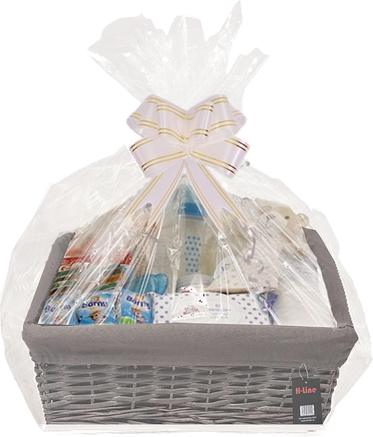 Hline Make Your Own Gift Hamper Kit Wicker Storage Basket Cellophane