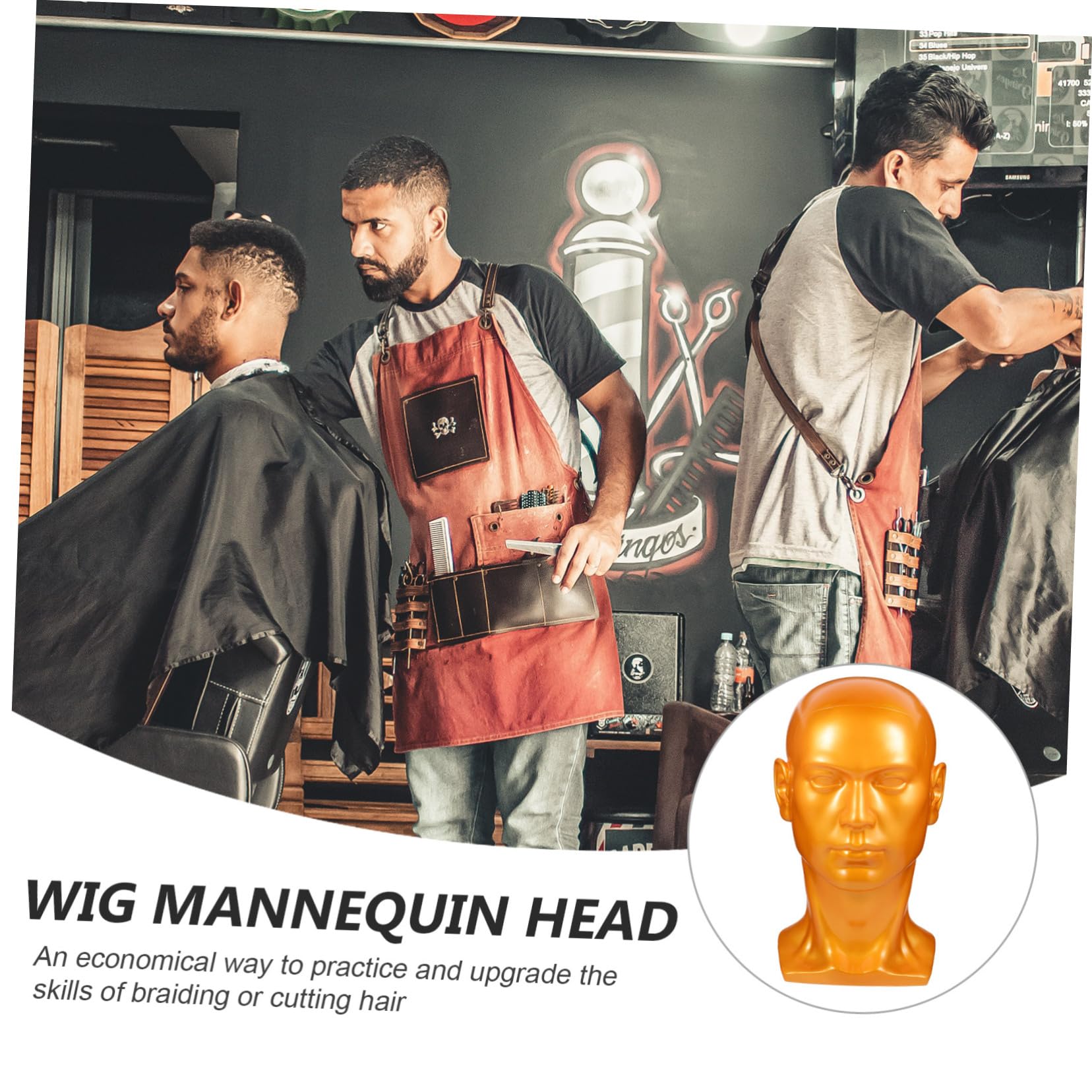 PartyKindom Cabeza Soporte Profesional de Pvc Dorado de Maniquí Masculino para Exhibición de Pelucas, Sombreros y Gafas en Uso Diario Hogar