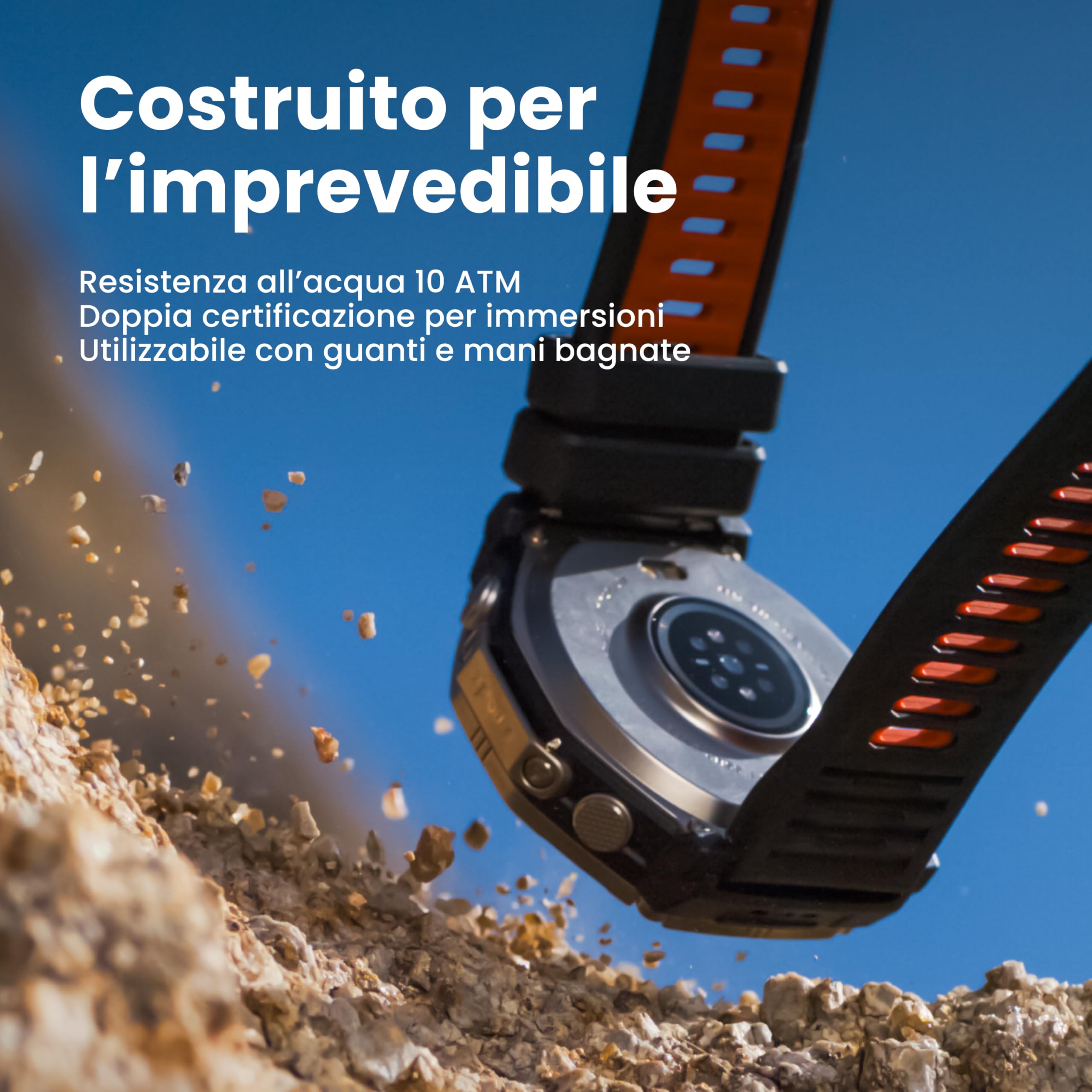 Amazfit T-Rex Ultra 2 Smartwatch Outdoor GPS Dual-Band, Cassa in Titanio 51 mm, Display AMOLED in Vetro Zaffiro 1,5", Torcia, 30 Giorni Batteria, Mappe Offline, 10 ATM, 180+ Sport, Android e iPhone