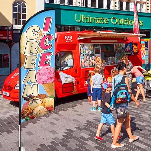 Miniatura 4 de Bandera de Swooper de plumas de helado, bandera de swooper publicitaria de helado, cartel publicitario de Swooper para negocios de helados, 8 pies