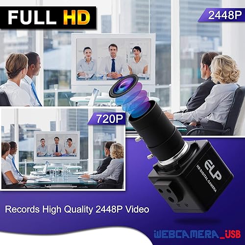 Miniatura 5 de Cámara USB de 8MP Zoom Manual 0.197-1.969 in Lente Webcam Foco Variable Cámara PC Mini UVC USB2.0 USB con Cámara para Ordenador IMX179 Cámara de