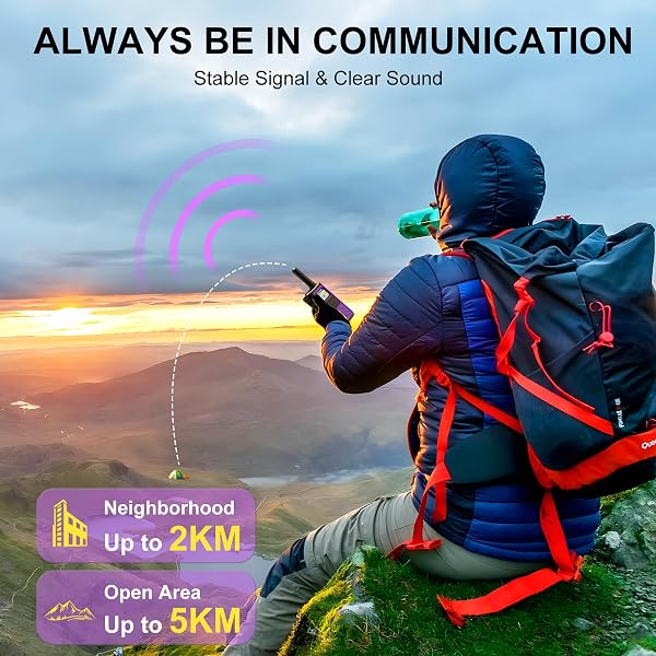 Walkie Talkies for Adults Kids, 3 Pack Rechargeable Walkie Talkies with 1200mAh Battery, Long Range 16 Channels Radios, Walky Talky with USB-C Cable, VOX-Hands free for Outdoor Camping Hiking - 5