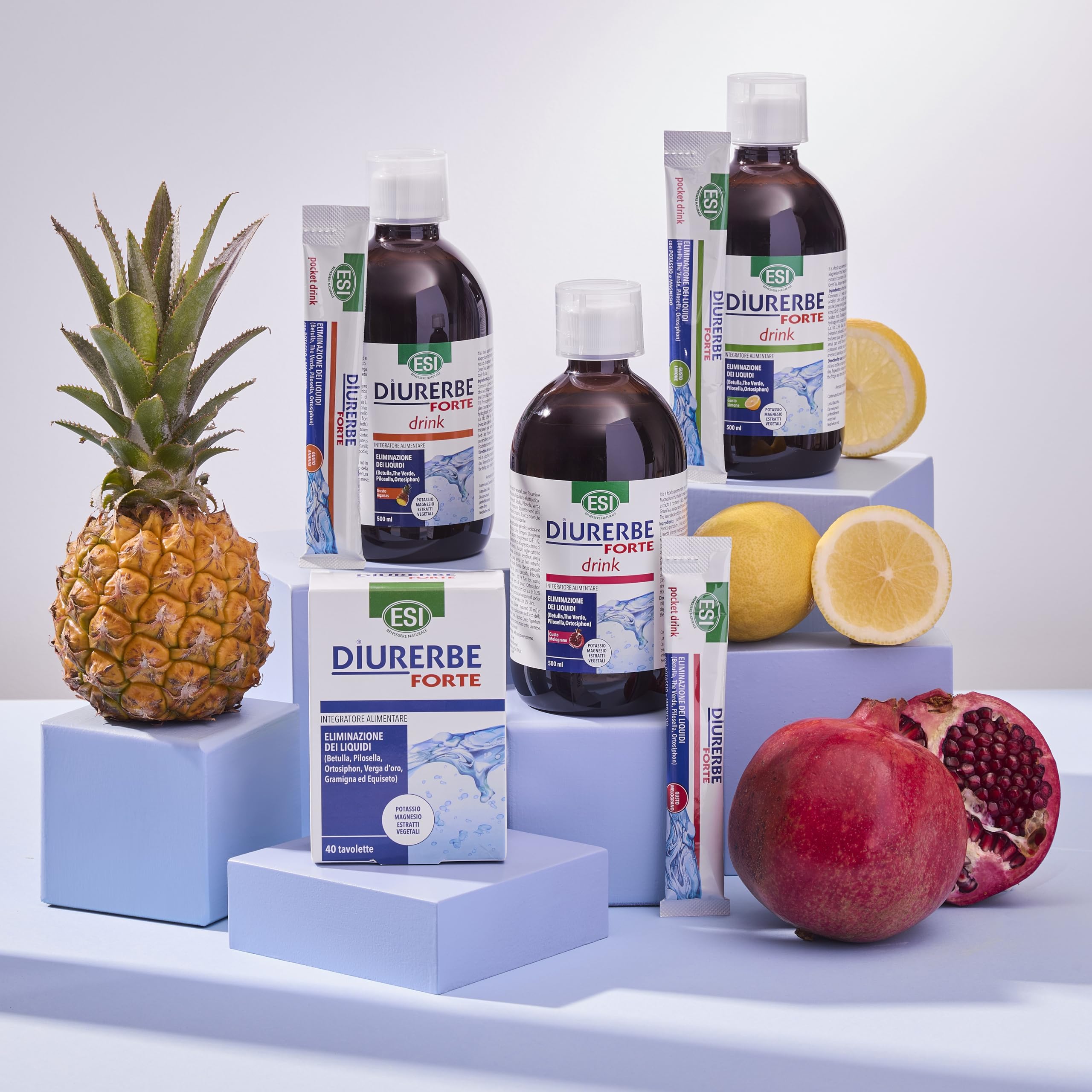 ESI Diurerbe Forte Integratore Alimentare Melograno Senza Glutine Vegano 24 Pocket Drink