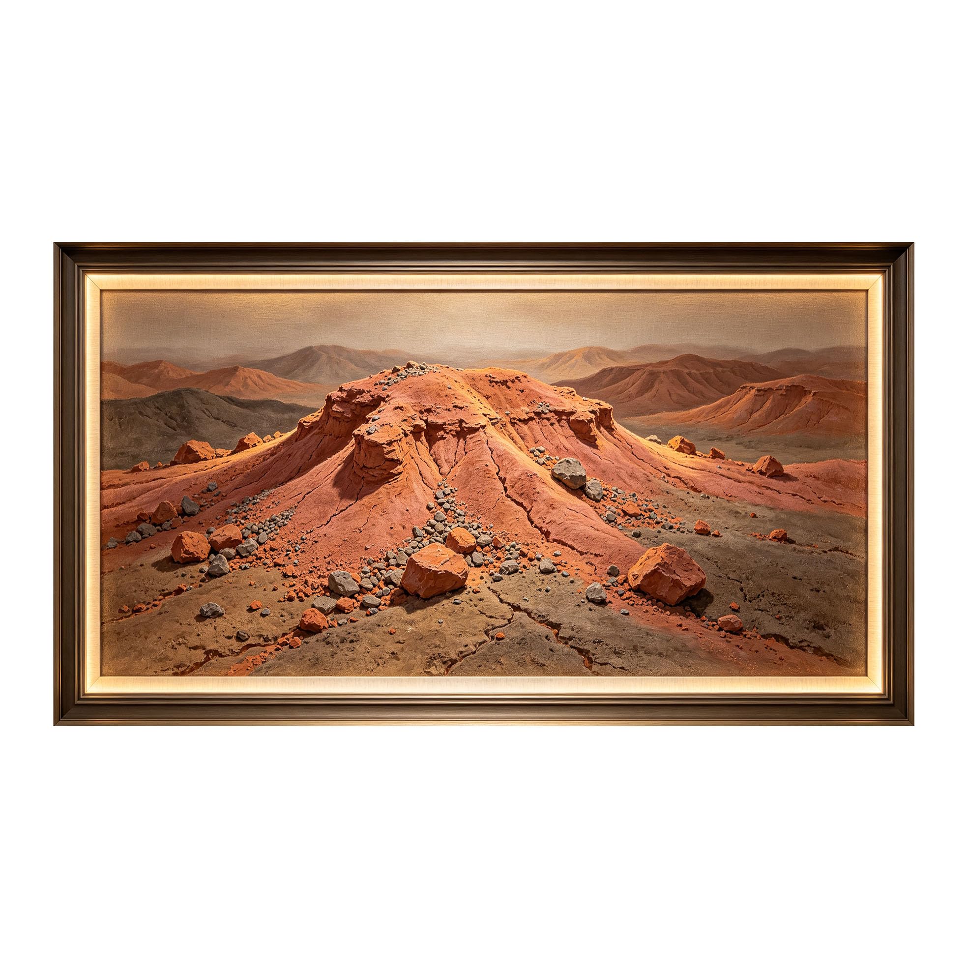 Yzpallescene 3D Framed Wall Art 50cm×100cm Desert Canyon Landscape Realistic Oil Painting Large Size SelfAdhesive Removable Wall Decor Prints Artwork for Living Room Bedroom Office
