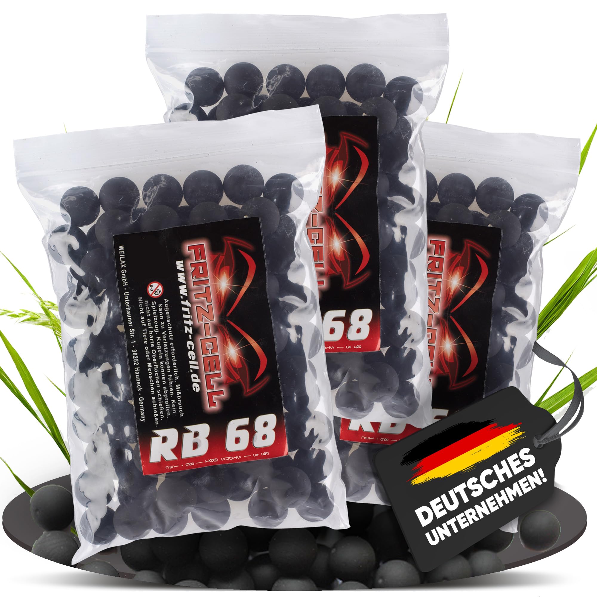 Fritz-Cell Rubberballs Kaliber .68 Gummigeschosse Schwarz – 300 Stück