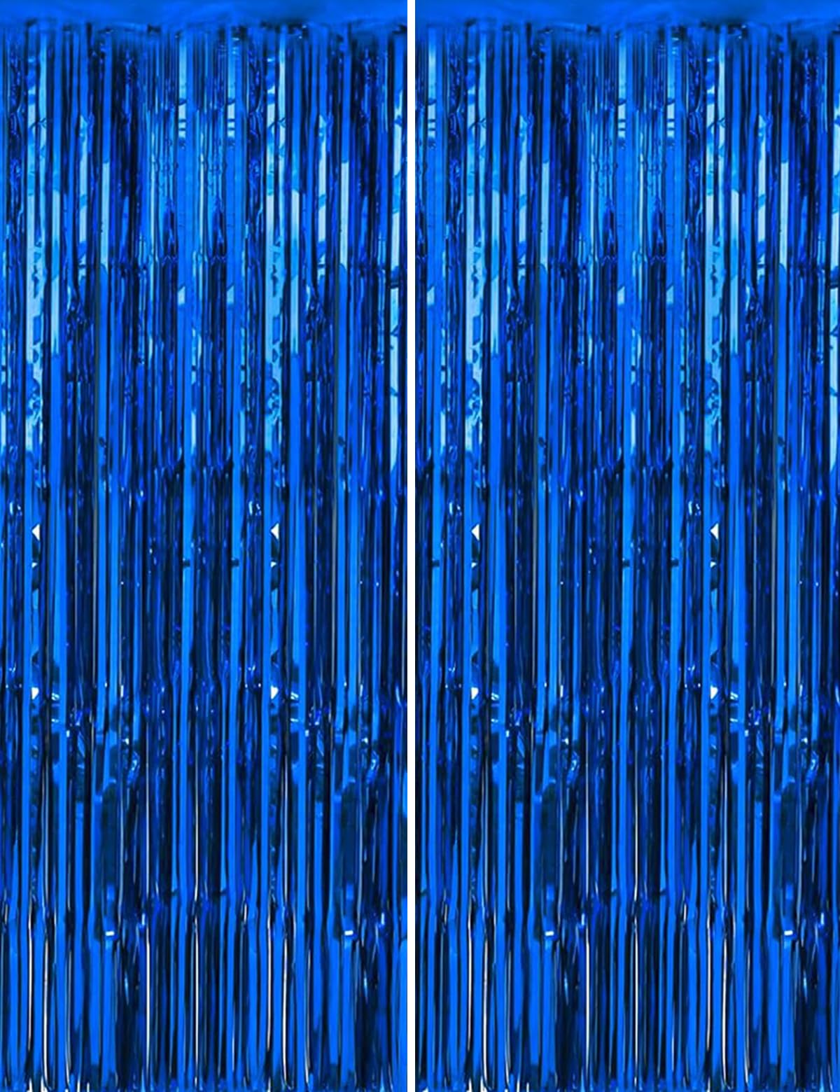 Blue Birthday Party Decorations Curtain Streamers Booth Photo Backdrop Streamers Coin Games Tinsel Accessories 2 Pack