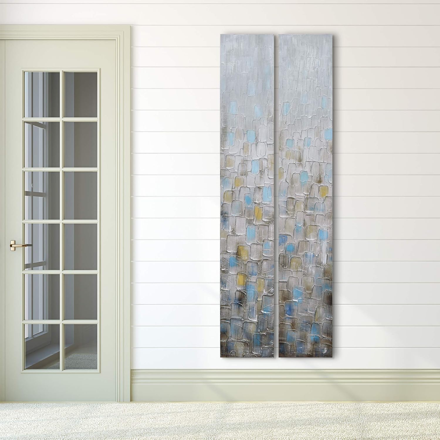 Cosmopolitan Abstract Metallic Hand Painted Canvas Wall Art, 72" x 24"