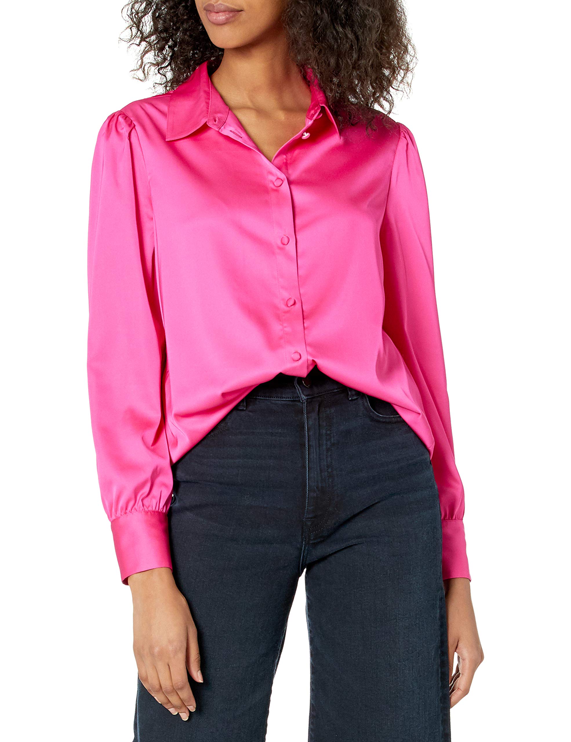 The Drop Women's @Lucyswhims Long-Sleeve Button-Down Stretch Satin Shirt