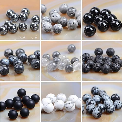 Massive Beads 80 cuentas de cristal natural de 0.394 pulgadas (0.394 in), piedras preciosas de ágata a rayas, redondas sueltas y curativas con
