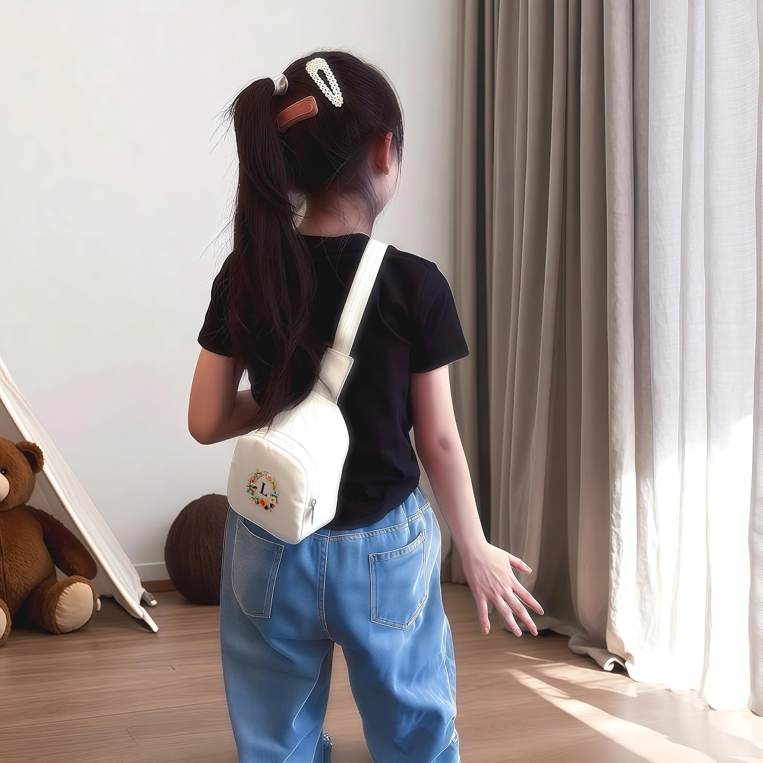 Initial Purse, Mini Sling CrossBody Bag, Birthday Thanks You Return Memorial Personalized Gift Girls Women Kids Teens (Letter L) - Image 6