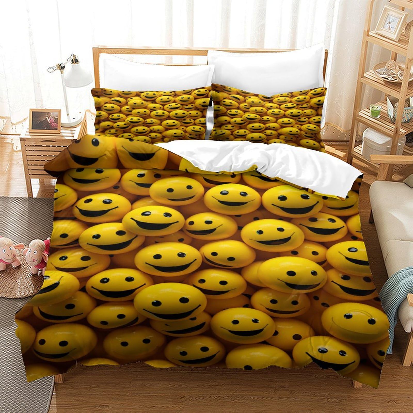 Parure de lit 3 pièces housse de couette 140x200 microfibre jaune lit simple