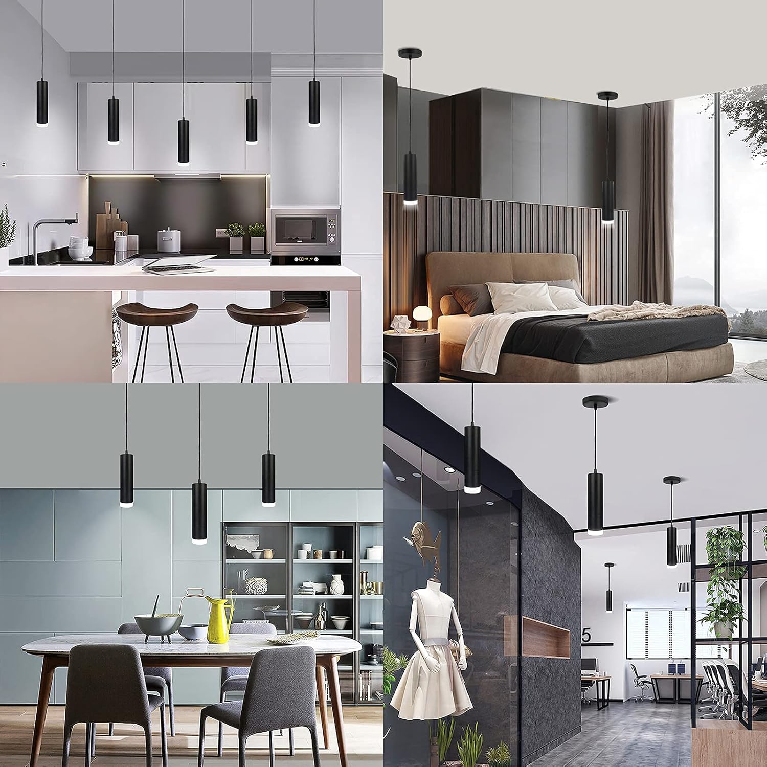 Tесh Dеаlѕ 🔥 OKELI Pendant Light Fixtures, Adjustable Focus LED Matte Black Modern Mini Pendant Lighting, Hanging Light Fixtures for Kitchen Island Dining Room Bedroom Hallway Bar 20W 4000K (3 Pack)