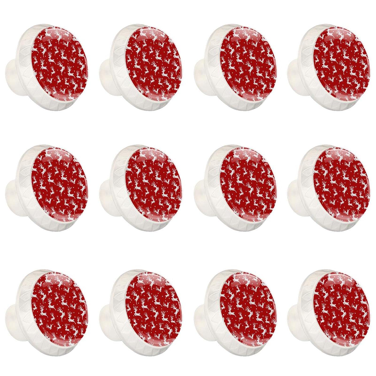 Boutons décoratifs ronds élan de Noël pour placard et commode de chambre