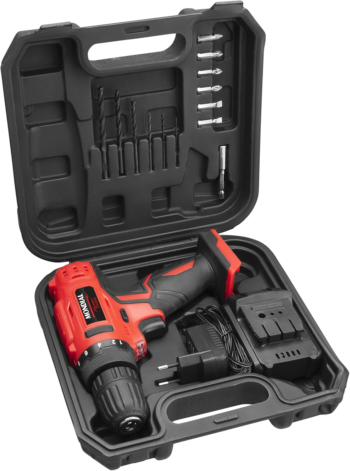 Furadeira e Parafusadeira à Bateria, Mondial, Vermelho, 12V, Bivolt - FPF-06M