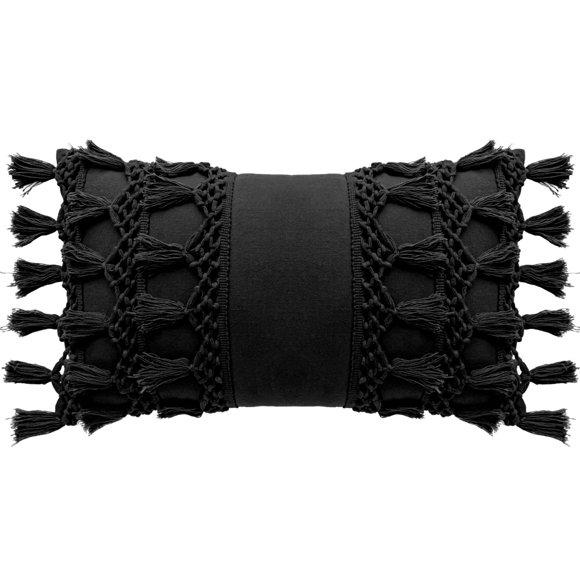 RAJRANG Black Lumbar Pillow Cover – 20x12 cm Cotton Rectangle Throw Pillowcase for Sofa, Bed and Living Room Décor