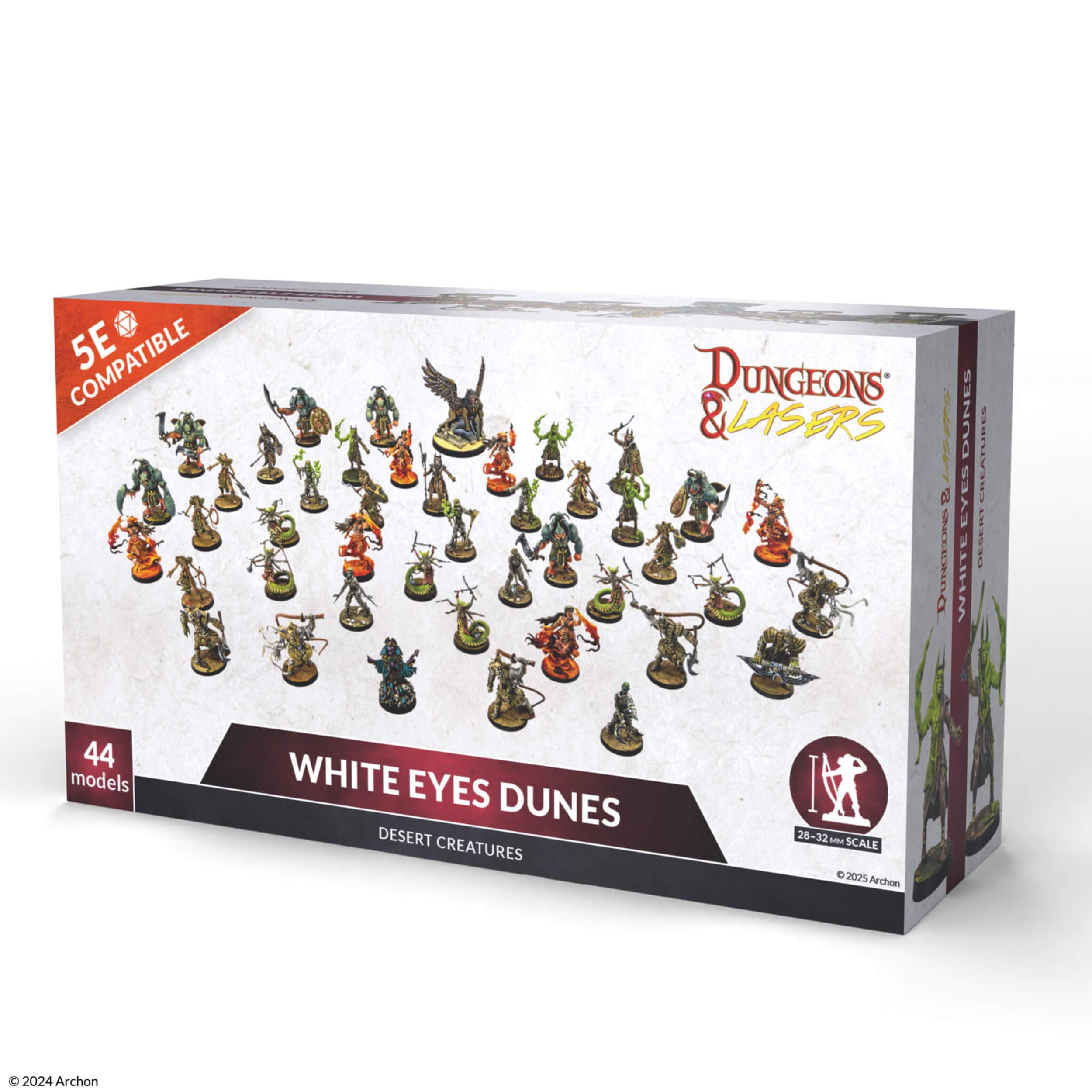 Dungeons & Lasers White Eyes Dunes Desert Creatures - 44 Piece DND Miniatures Set with Scenic Bases - Unpainted, Unassembled - for Ages 14 Years +