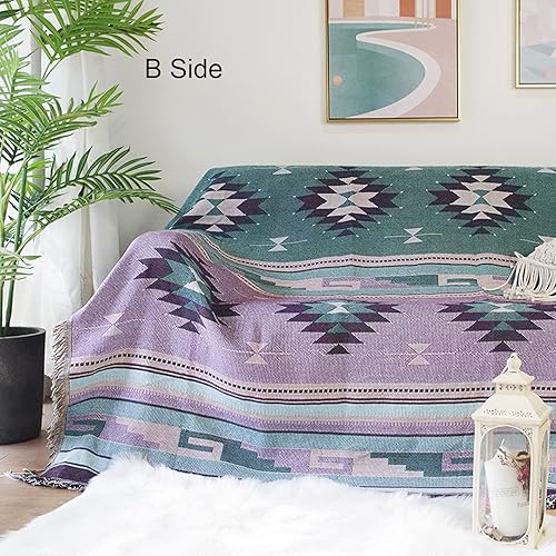 Luxlovery Manta bohemia para sofá, manta tejida geométrica, bohemio, hippie, tribal, bohemio, azteca, para sofá, cama azteca, manta de gran tamaño