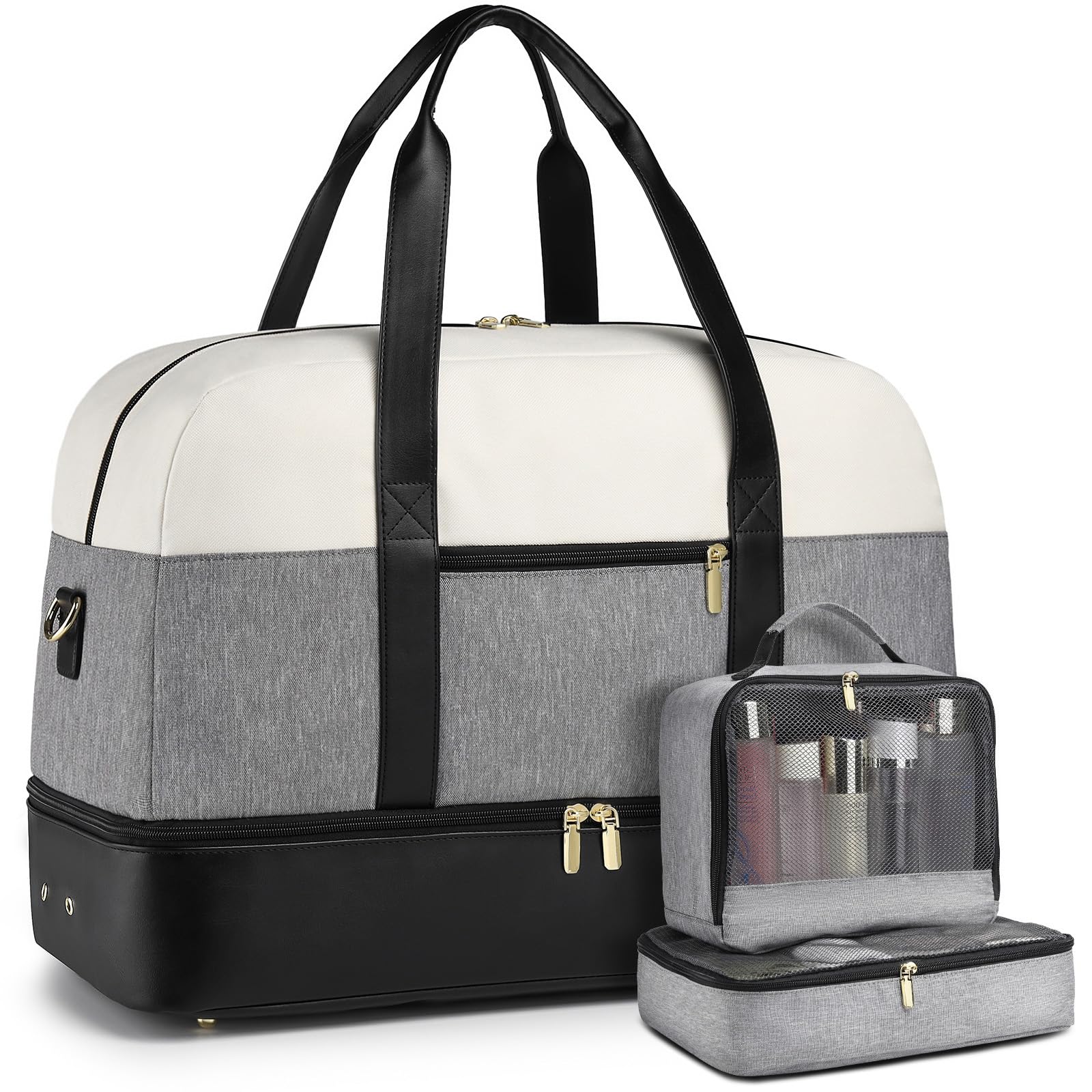 Foto de Bolsas de lona Weekender Travel para mujer, Blanco-gris-negro, Bolsas de lona Weekender Travel para mujer (imagen 1)