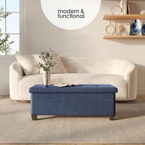 Miniatura 110 de Otomana plegable para dormitorio o sala de estar, con contenedores de almacenamiento, reposapiés para el extremo de la cama, soporta hasta 660 lb,