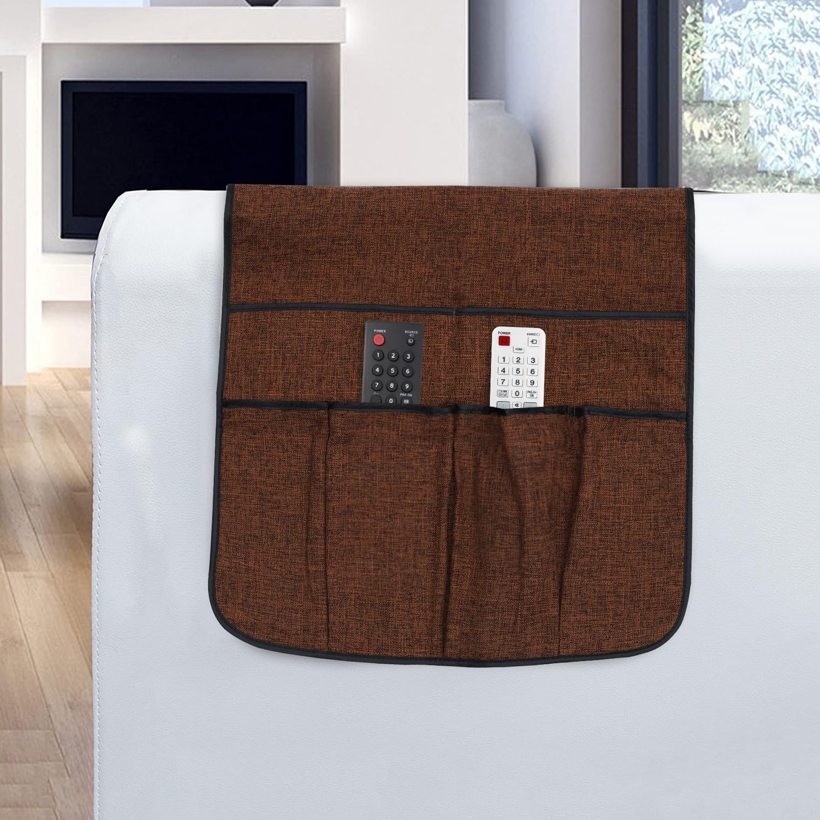 SEWACC Organizador de Reposabrazos para Sofá con Bolsillos Múltiples Funda Resistente y Espaciosa para Móvil Mando y Snacks Compatible con Varios de Sofá Fácil de Limpiar y Reutilizable