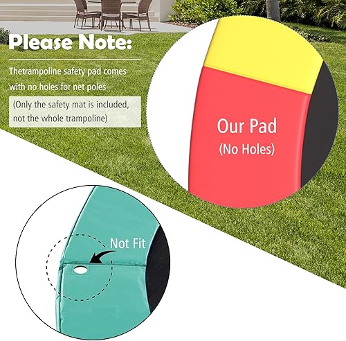 Miniatura 5 de GYMAX Funda de resorte para trampolín, 81012141516 pies, almohadilla de seguridad de repuesto para trampolín, impermeable y resistente al desgarro,