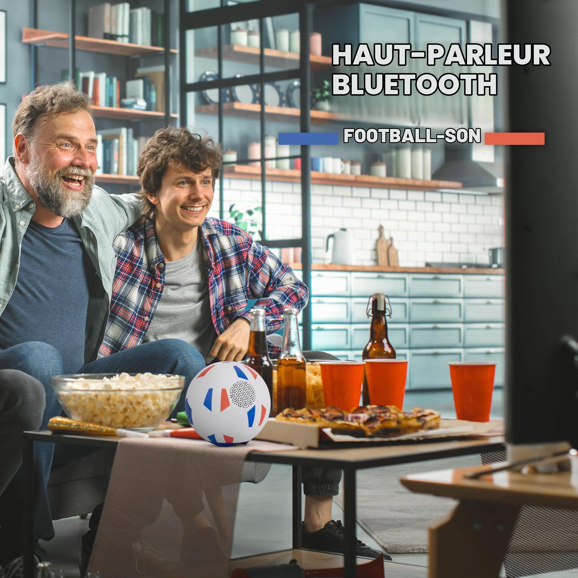 Ibiza - FOOTBALL-SOUND - Baffle, enceinte puissant sur batterie rechargeable - Bluetooth, Micro-SD - TWS - Forme de balle de football aux couleurs de la France - JO, Coupe du monde, foot