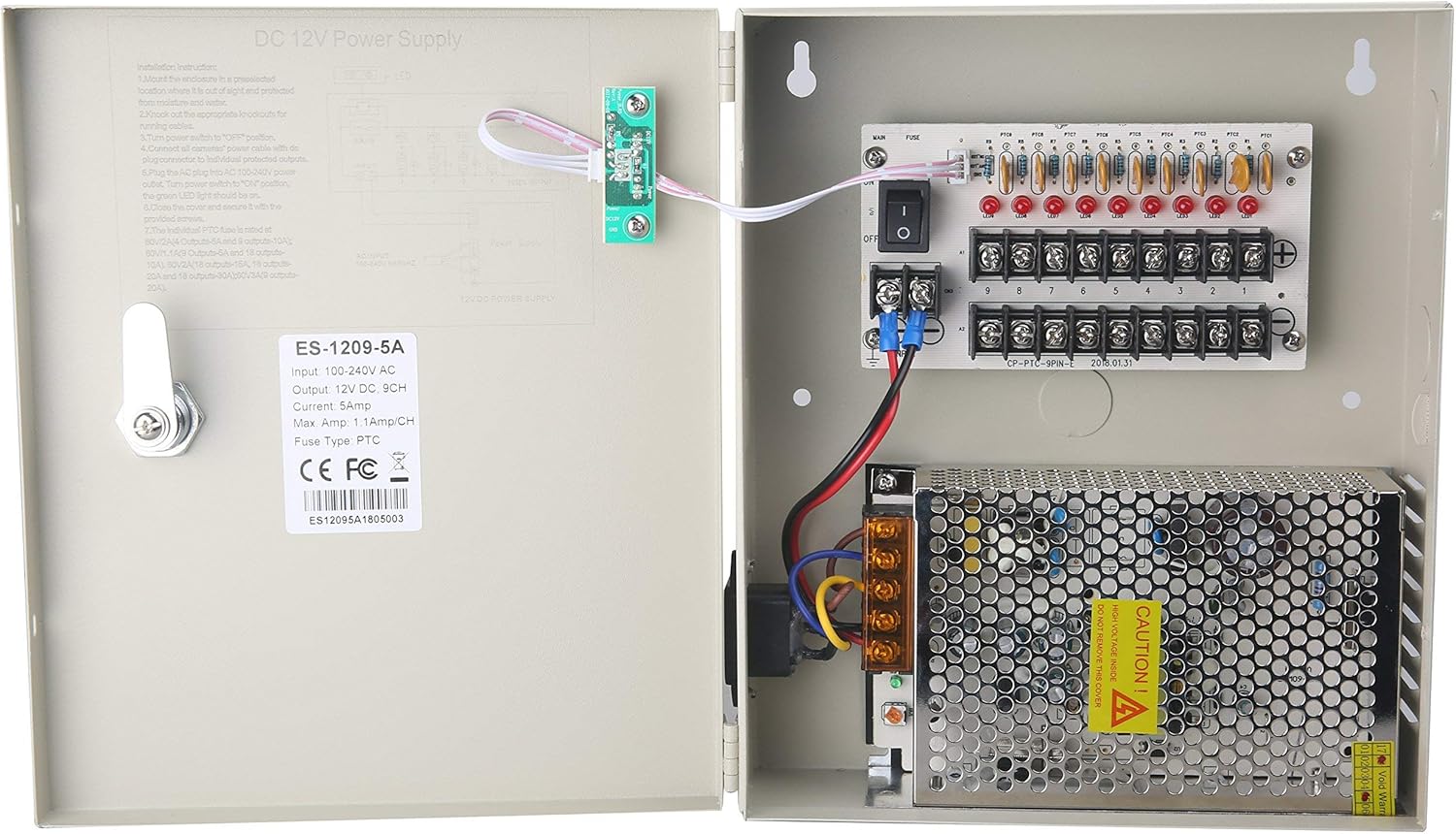 1pcs 9CH DC12V 5 Amp CCTV Power Supply + 1pcs 4CH HD Hybrid DVR