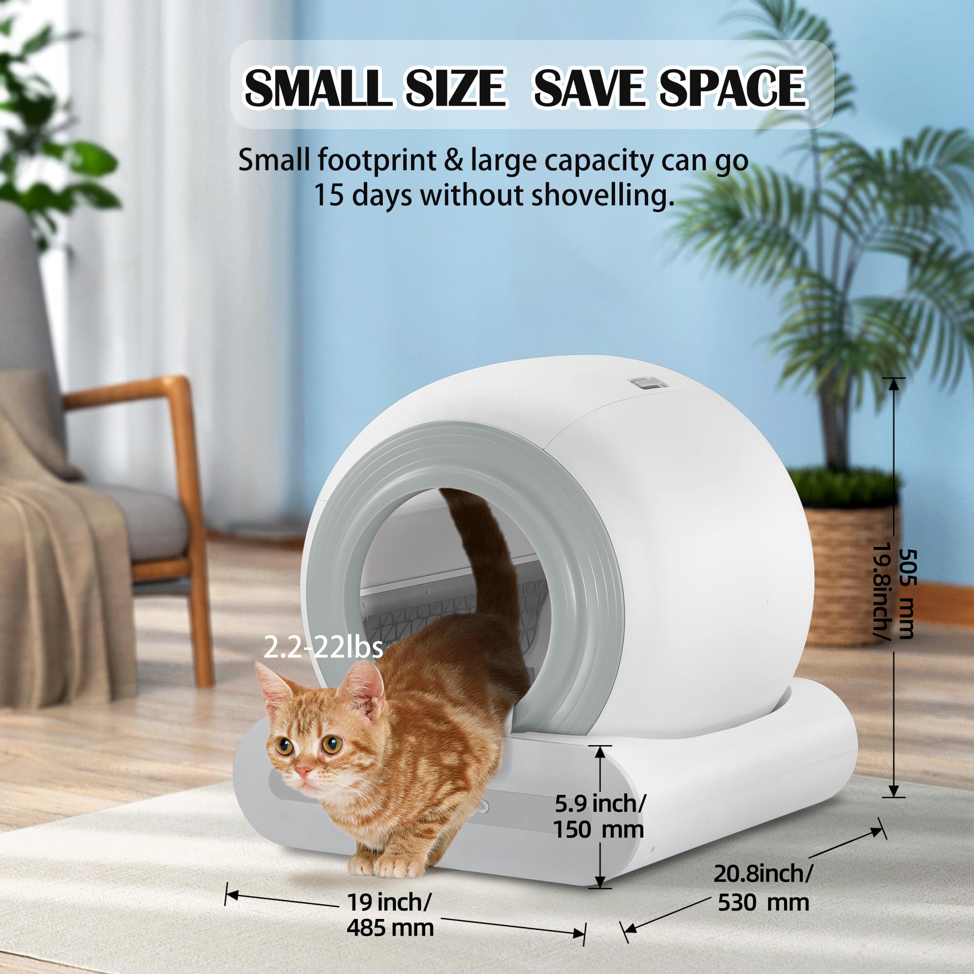 J JORBASADO Self Cleaning Litter Box 65L+9L Automatic Cat Litter Box Self Cleaning with APP Control for Multiple Cats Families Safety Protection - image 3