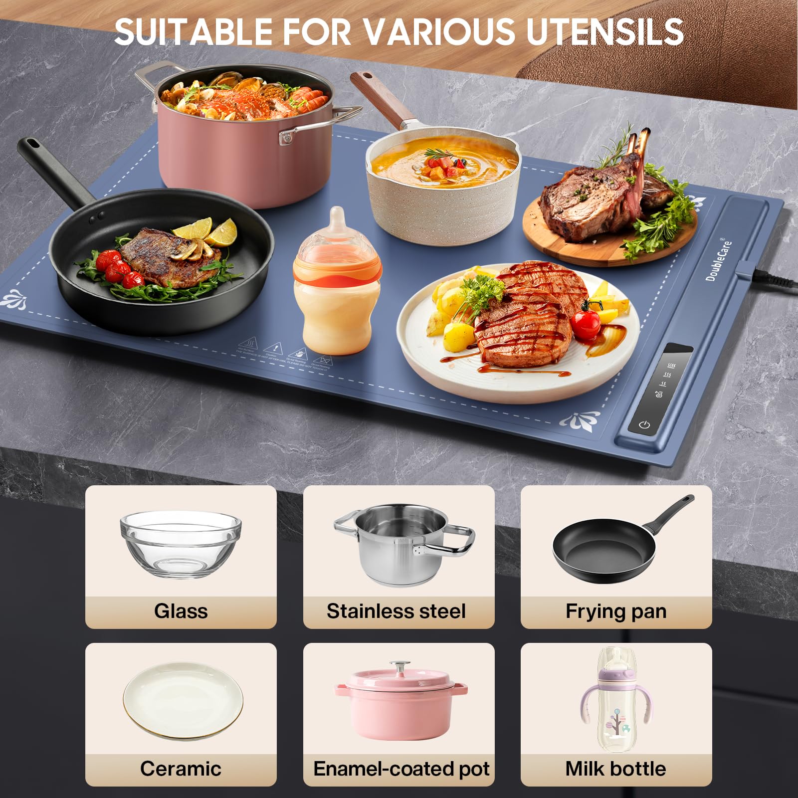 Warming Plate ogrzewacz do potraw, podgrzewacz bufetowy z 3 ustawieniami temperatury, przenośna, szybka mata grzewcza na imprezy, imprezy bufetowe, do restauracji, do codziennego użytku w domu