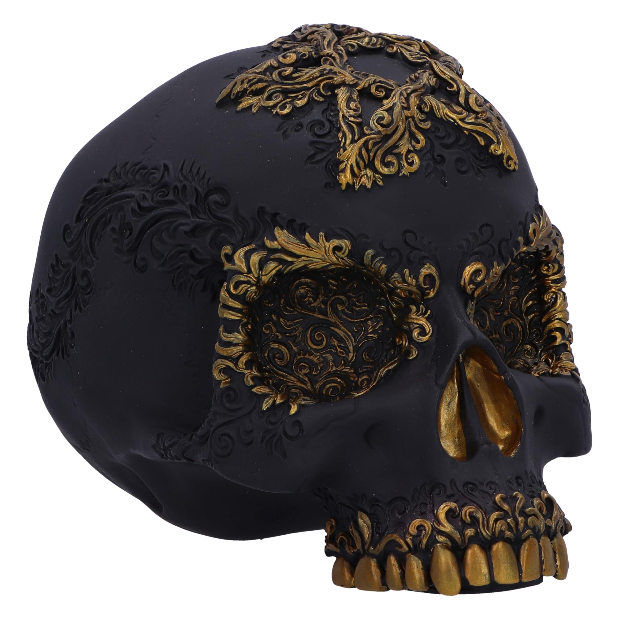 Nemesis Now Black Divine Demise Skull Figurine 15.5Cm, Resin, & Gold, Baroque Style Skull Ornament, Gothic Décor, Cast In The Finest Resin, Expertly Hand-Painted