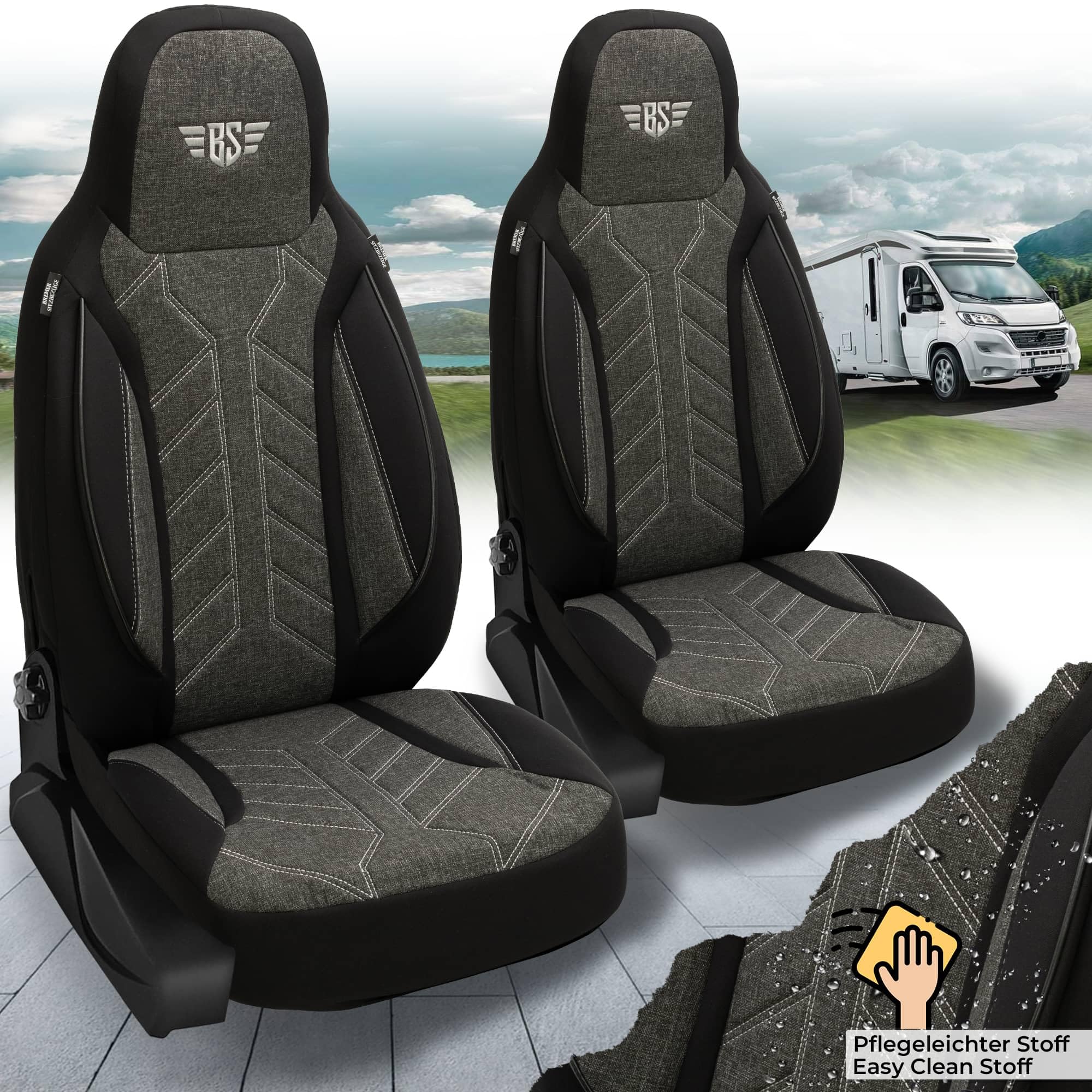 Autositzbezüge Schwarz/Beige Komplettset Schonbezüge Für