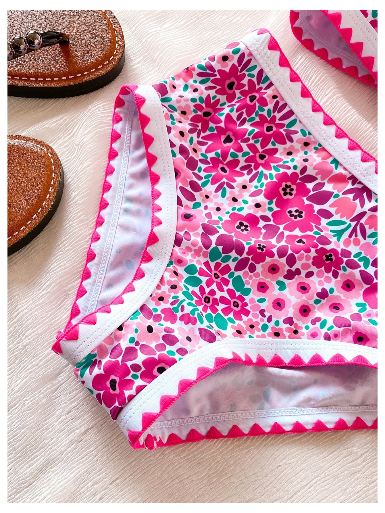 Floerns Einteiliger Badeanzug für Mädchen, Sommer, Blumenausschnitt, asymmetrischer Ausschnitt, Monokini