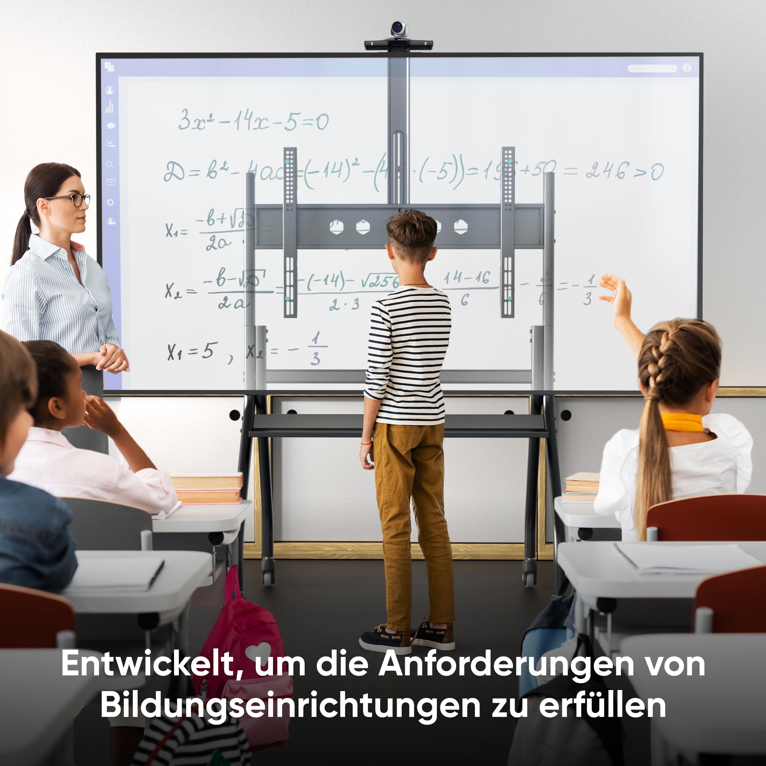 ONKRON TV Ständer rollbar für 60-120 Zoll Fernseher, max Belastung bis 150 kg, professioneller Wagen TV Standfuss höhenverstellbar, max VESA 1000x600, Fernsehständer mit Rollen Schwarz TS2080-B