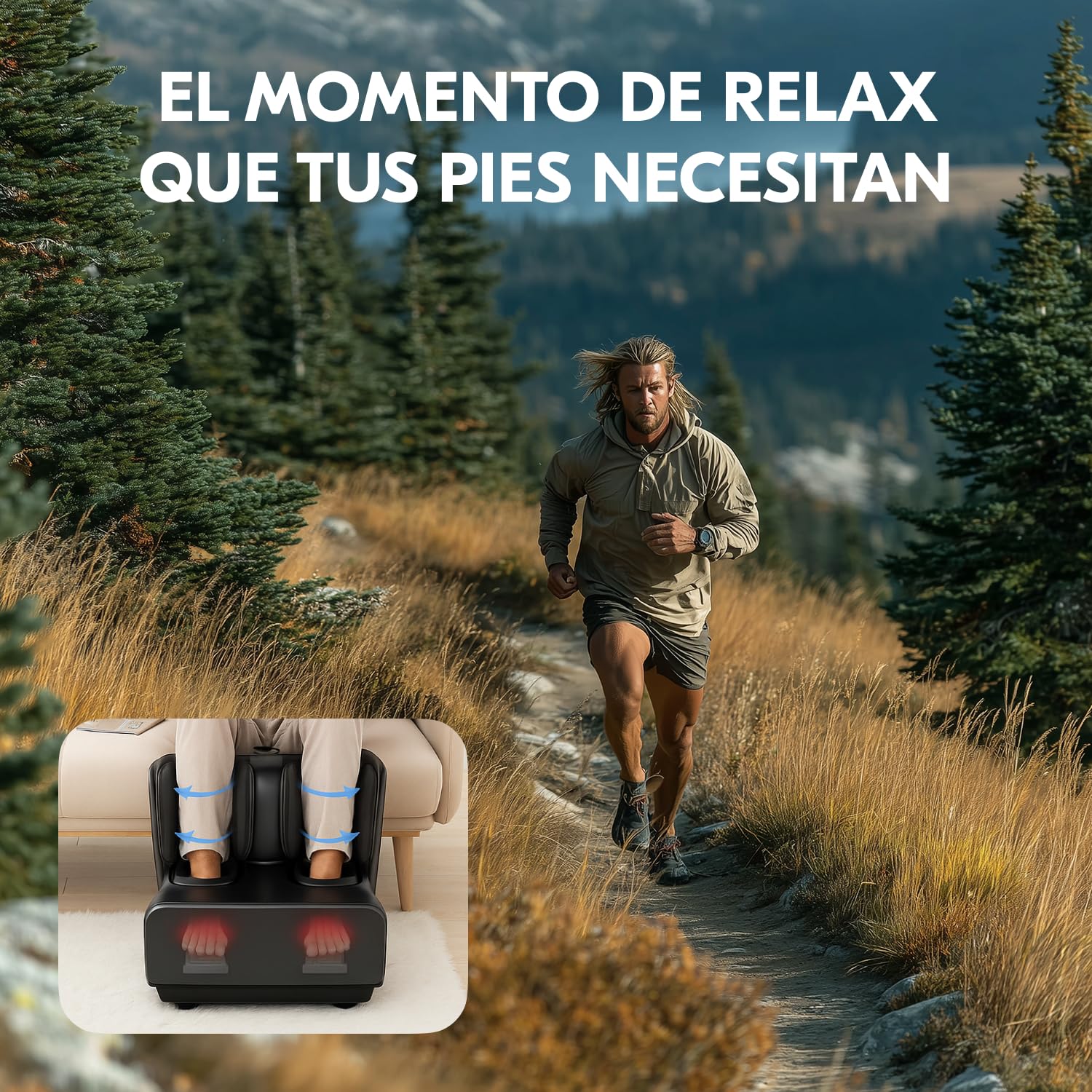 Masajeador de Pies y Gemelos 2 en 1 con Calor, Shiatsu, Compresión, Vibración y Amasado | Masajeador para Pies, Tobillos y Piernas | Alivio del Cansancio y Fascitis Plantar