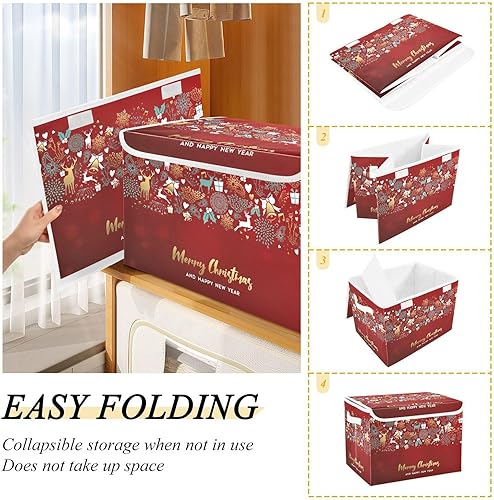 Miniatura 5 de MNSRUU Cajas de almacenamiento plegables de tela con tapas y asa, cubos de almacenamiento de adornos, organizadores de armario y contenedores de