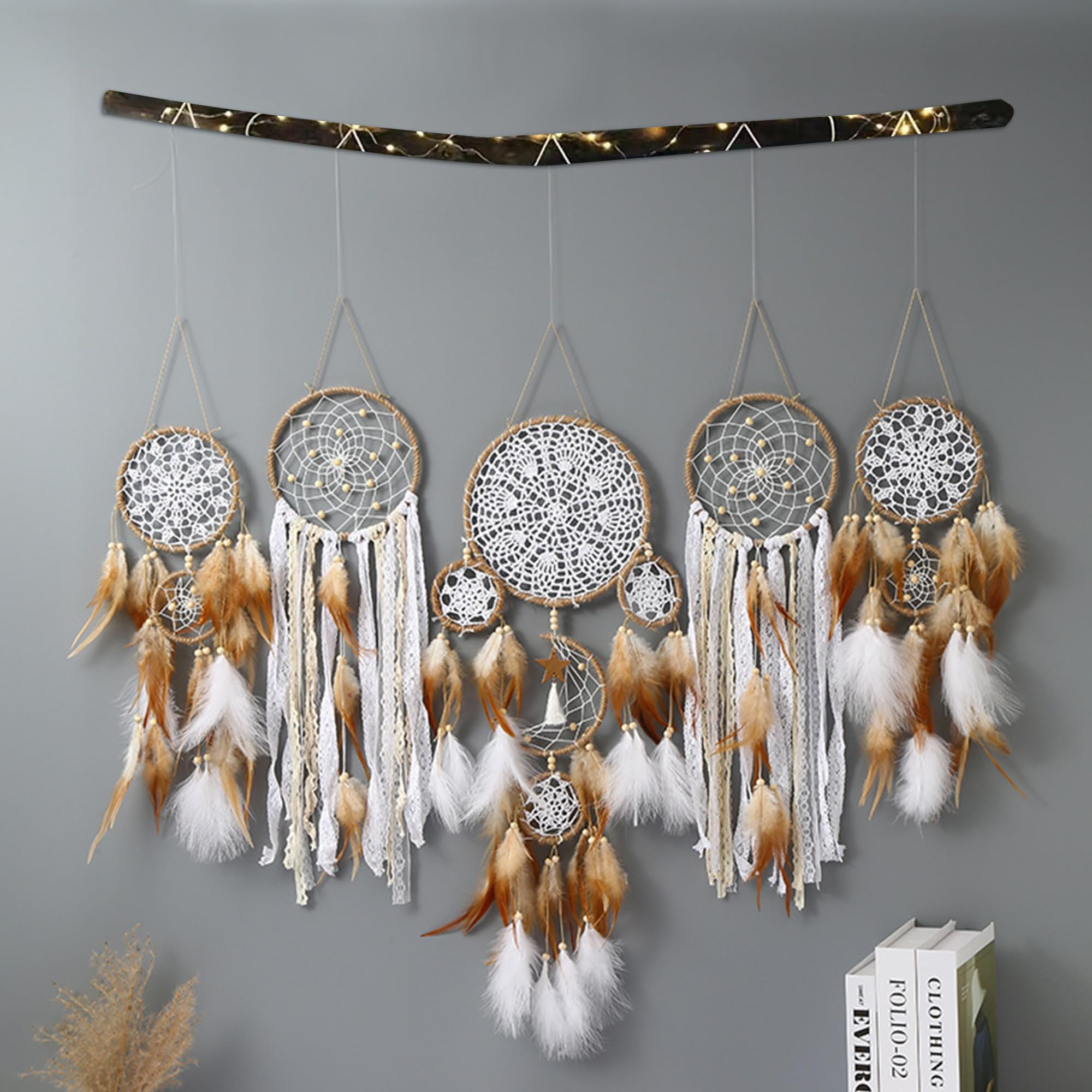 Dream Catcher Set 5 Pack Moon and Sun Design Boho Wall Hanging