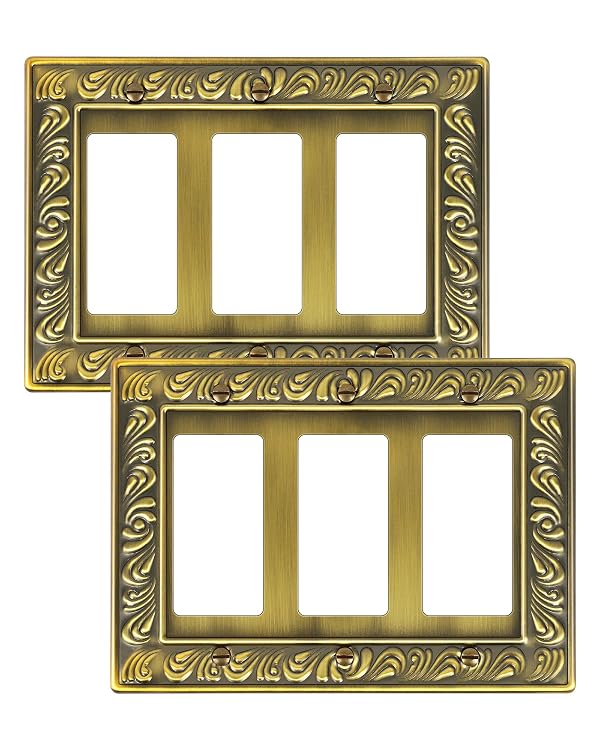 2-Pack Paisley Pattern Triple Decorator Outlet Cover Plate by treewell - Used condition - US$13.61