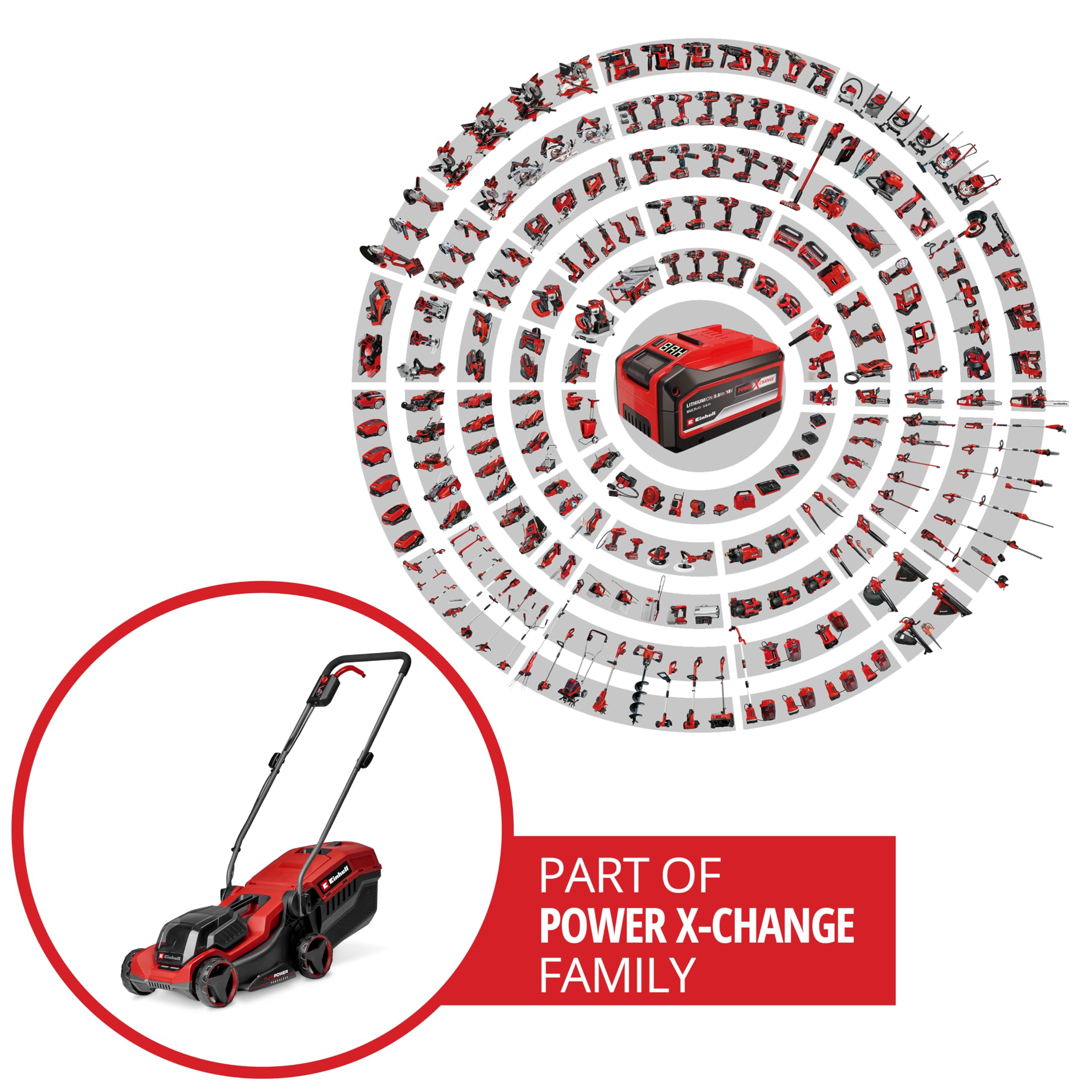 Einhell Cortacésped con batería GE-CM 18/30-1 Li BL (1x3,0 Ah) | PXC | 18 V | corte 30 cm | máx. 175 m² | Brushless | cesta recogedora de 27 l | altura corte 30–65 mm | batería de 3,0 Ah