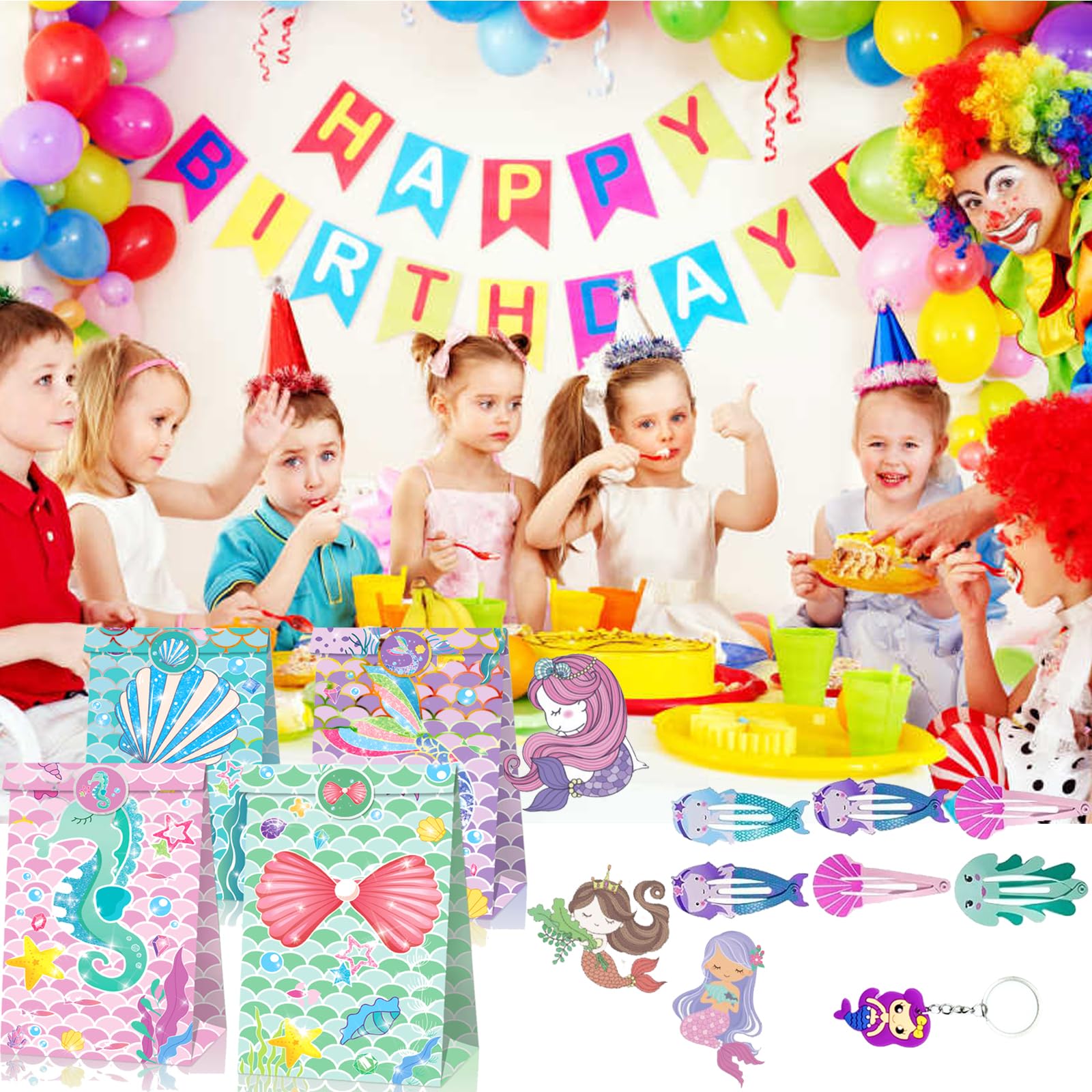 sac fête sirènes cadeaux anniversaire enfant stylo carnet images gratter | sac fête sirènes cadeaux anniversaire enfant stylo carnet images gratter bracelet piñata invités fille