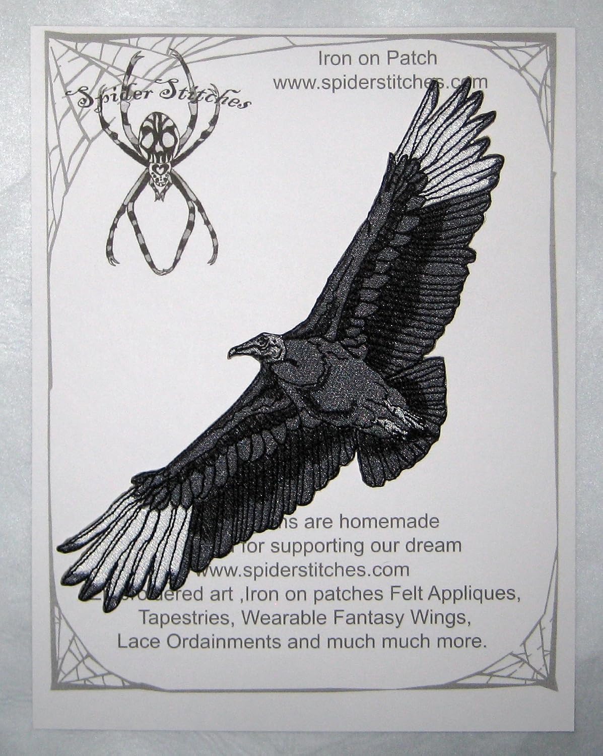 American Black Vulture Bird Iron on Patch