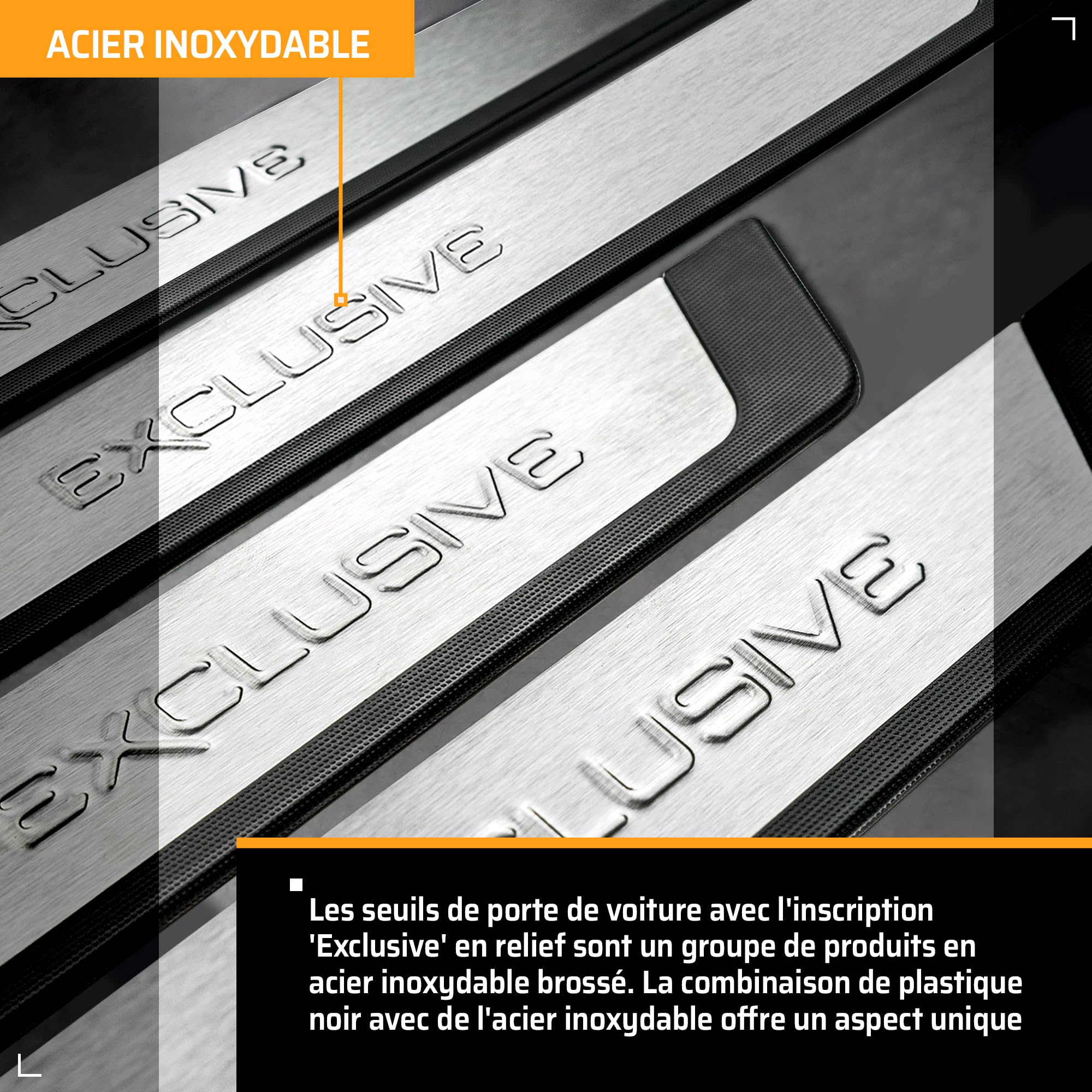 CHROMEMASTER - Compatible avec VW Tiguan I 2007-2011 | Protection de Seuil de Porte de Voiture | Bandes pour Seuils de Voiture | Protégez les Seuils de Portes de Votre Voiture Contre les Dommages