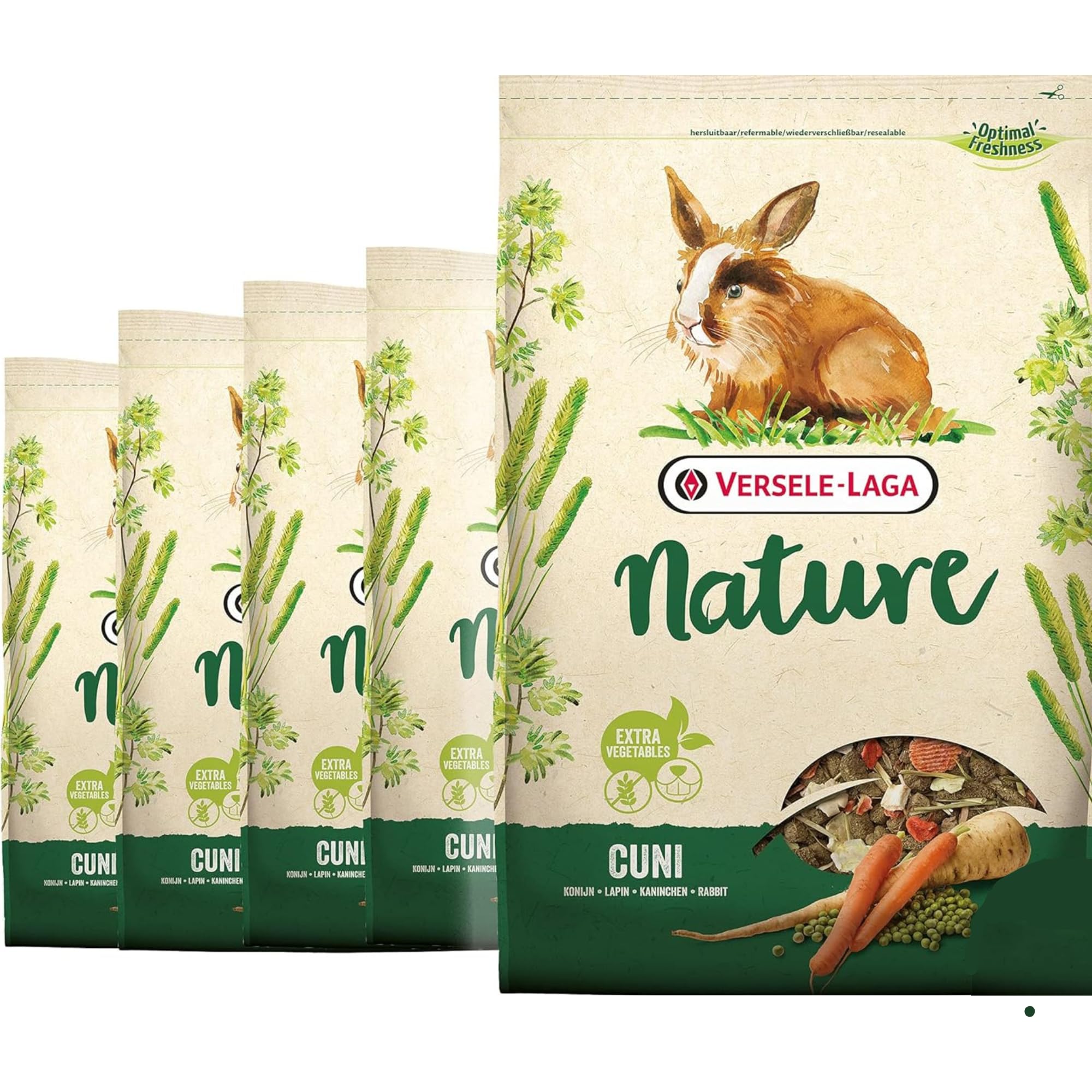 VERSELE-LAGA - Nature Cuni - Mélange Varié et Riche en Fibres pour Lapins (Nains) Adultes - 5x2,3kg