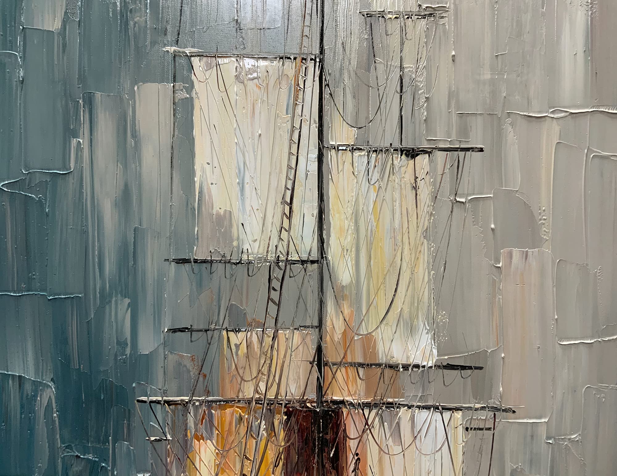 Pittura Ad Olio Dipinto A Mano Su Tela,Paesaggio Astratto Pittura,Rainbow Colorate Barche A Vela Sul Mare,Grande Dimensione Europea Moderna Arte Decorazione Murale Per Ingresso Soggiorno Camere Da Let