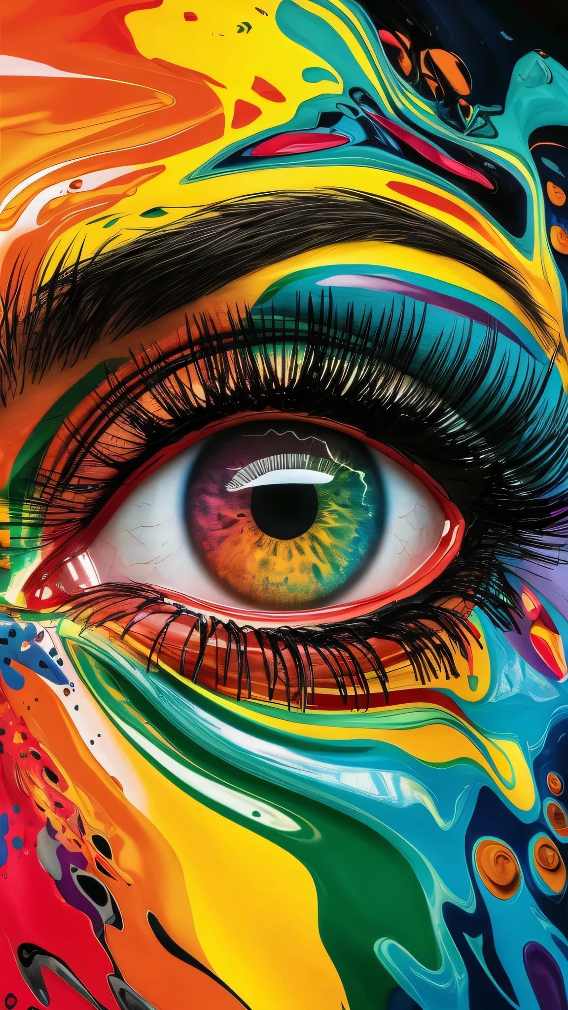 ARTGOTO Paint by Numbers for Adults, Colorful Abstract Eye DIY Acrylic Painting Kit, Large 15.7x27.5inch/40x70cm Canvas, Rainbow Pop Art Portrait Wall Decor, No Frame