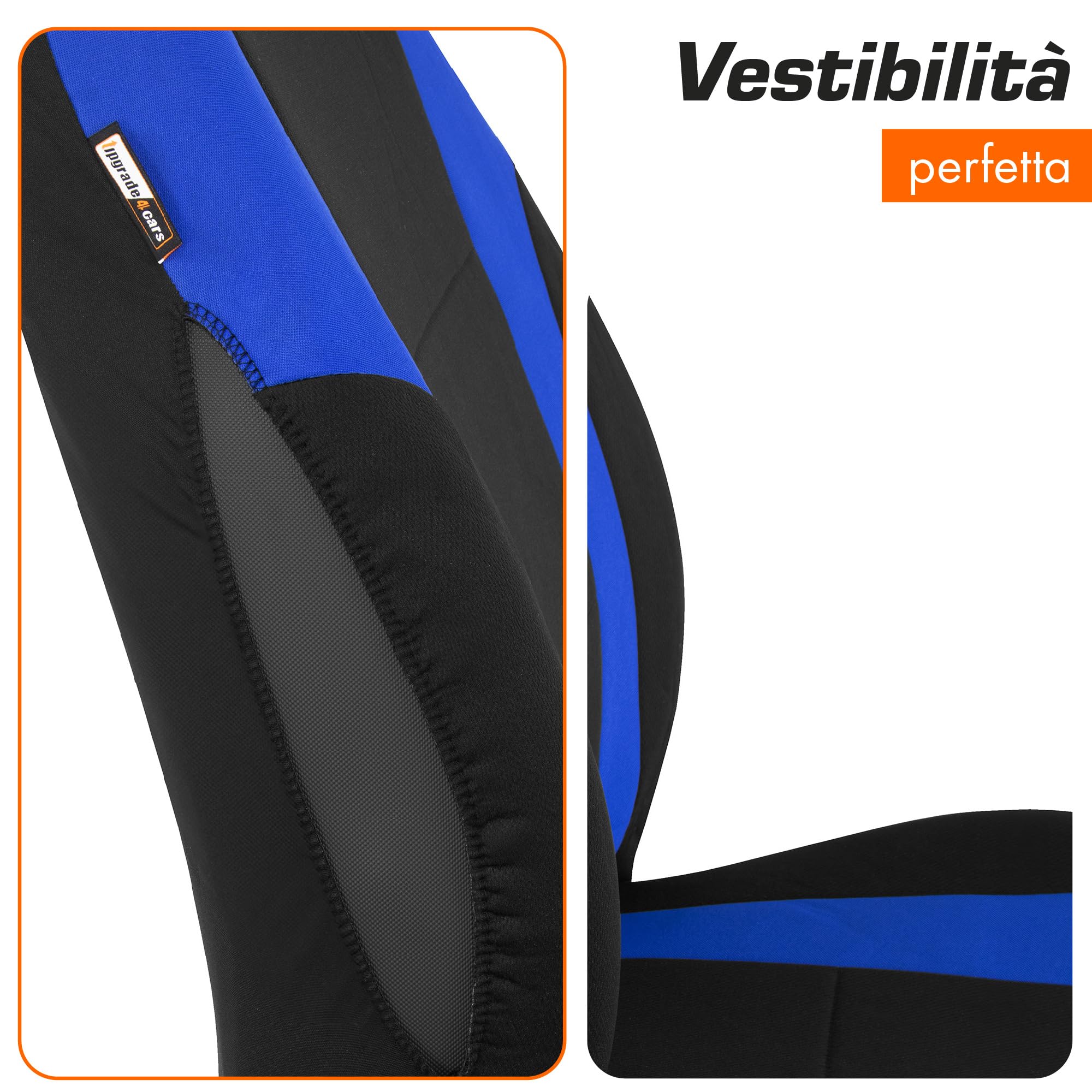 Upgrade4cars Coprisedili Auto universale nero blu | set Coprisedile universali per anteriori e posteriori