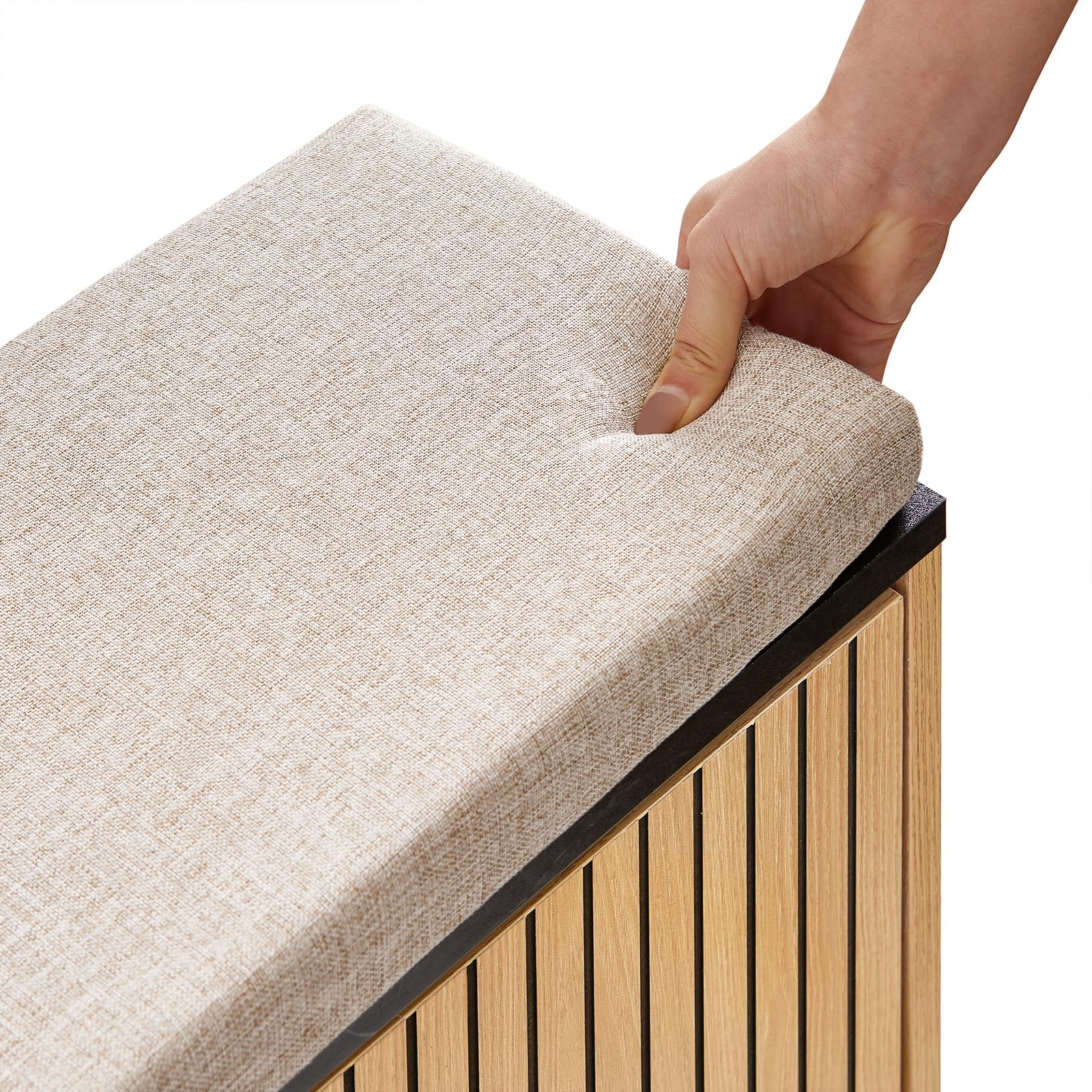 SoBuy Scarpiera Ingresso Panca Contenitore Scarpiera Salvaspazio Slim con Seduta Imbottita Mobile Ingresso Legno per Camera da Letto e Corridoio Nero Effetto Marmo e Legno 60x24x50cm FSR201-N