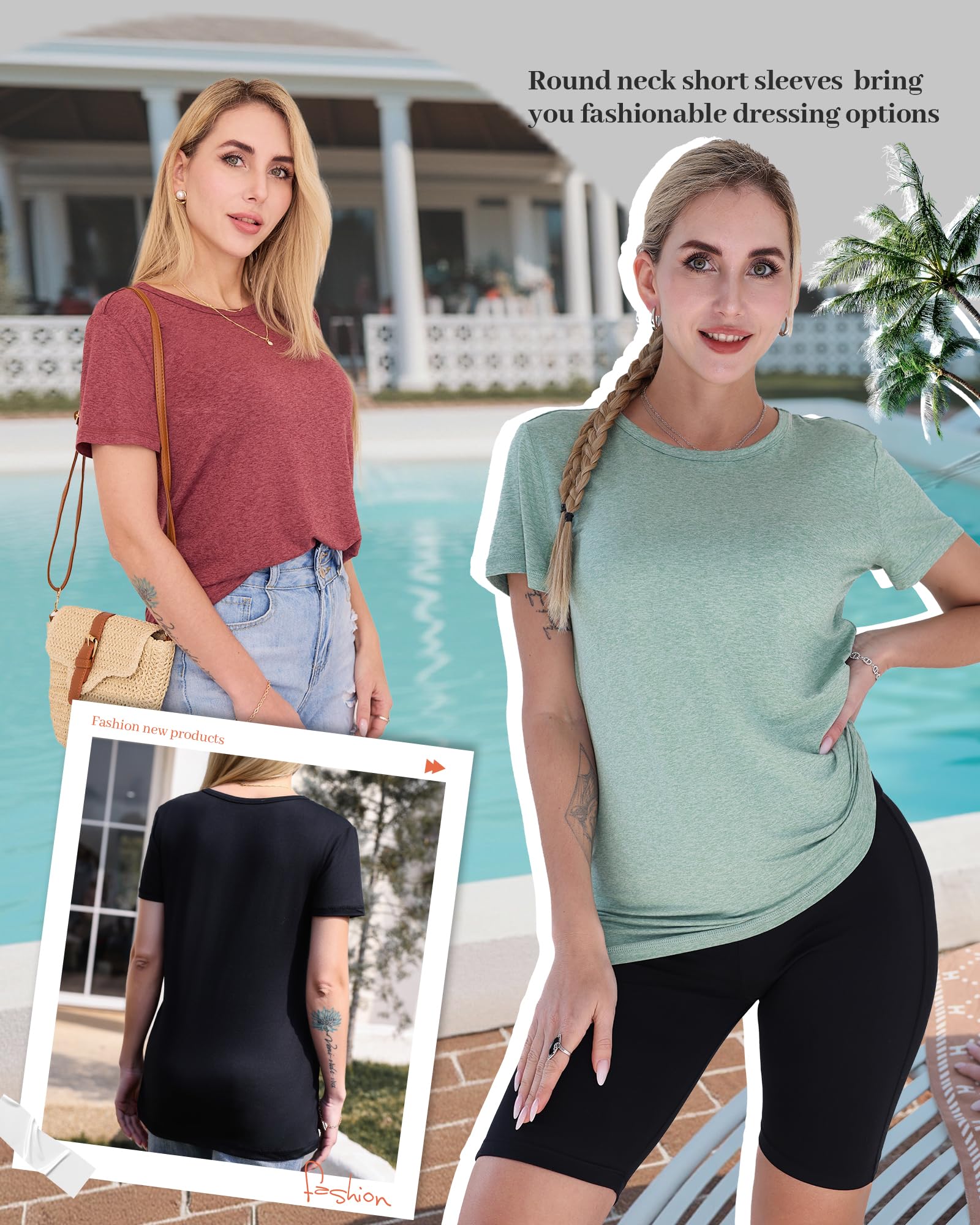 GAYHAY T-Shirts for Women - Short Sleeve Basic Tees Soft Crew Neck Trendy Summer Tops for Casual Outfits 2025
