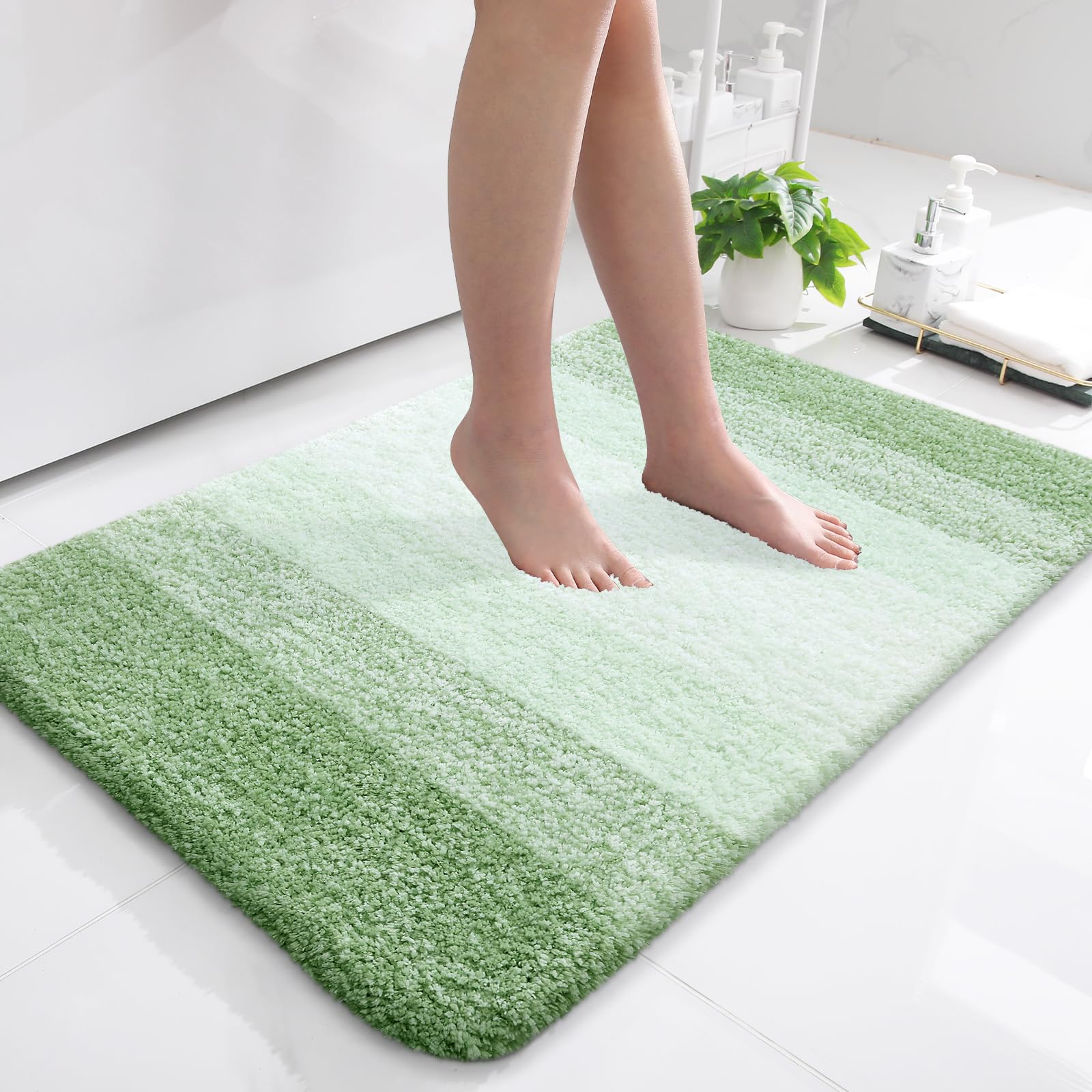 smiry Microfiber Bath Mat, 60 x 90 cm, Non-Slip Super Absorbent Bathroom Mat, Extra Soft Thick Floor Foot Mat